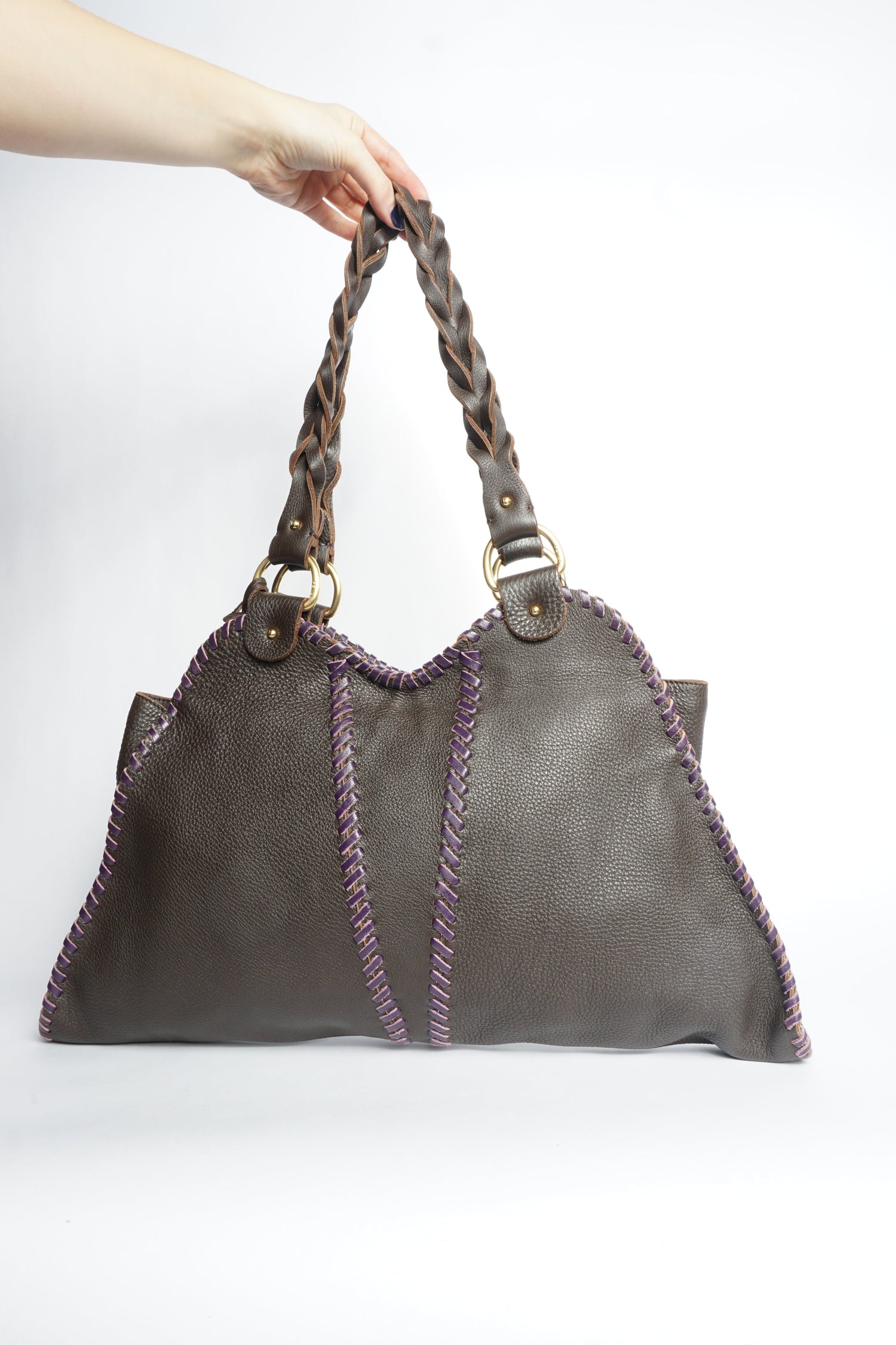Fendi Leather Stitched Shoulder Bag