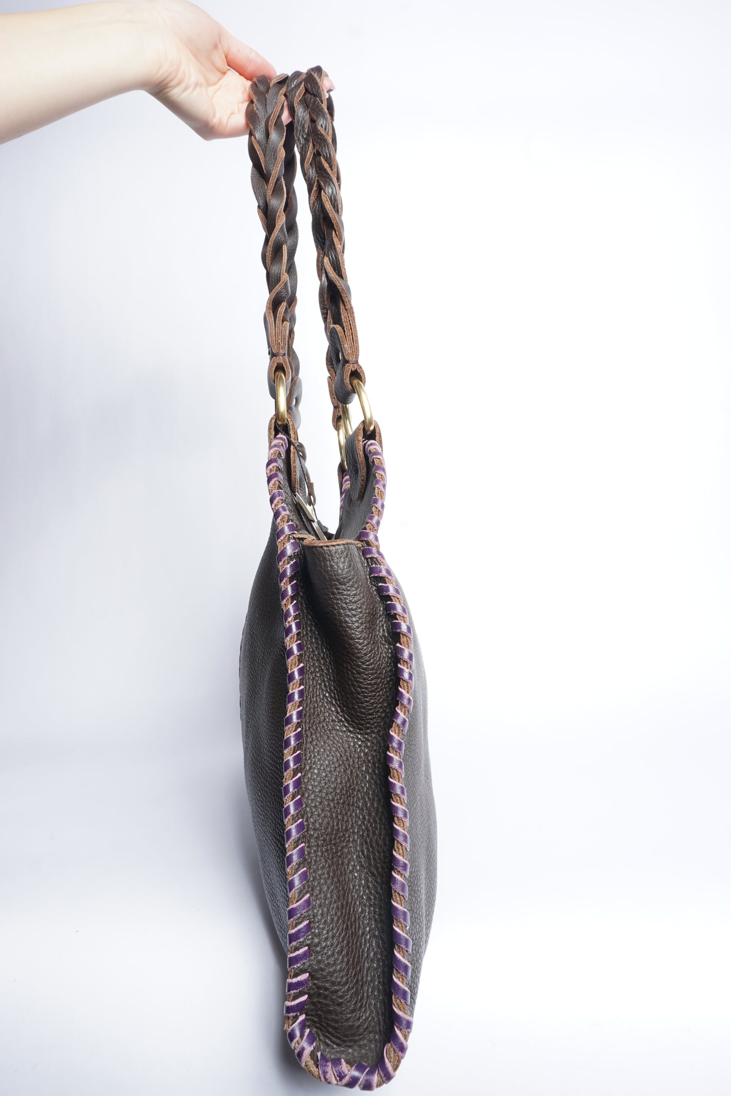 Fendi Leather Stitched Shoulder Bag