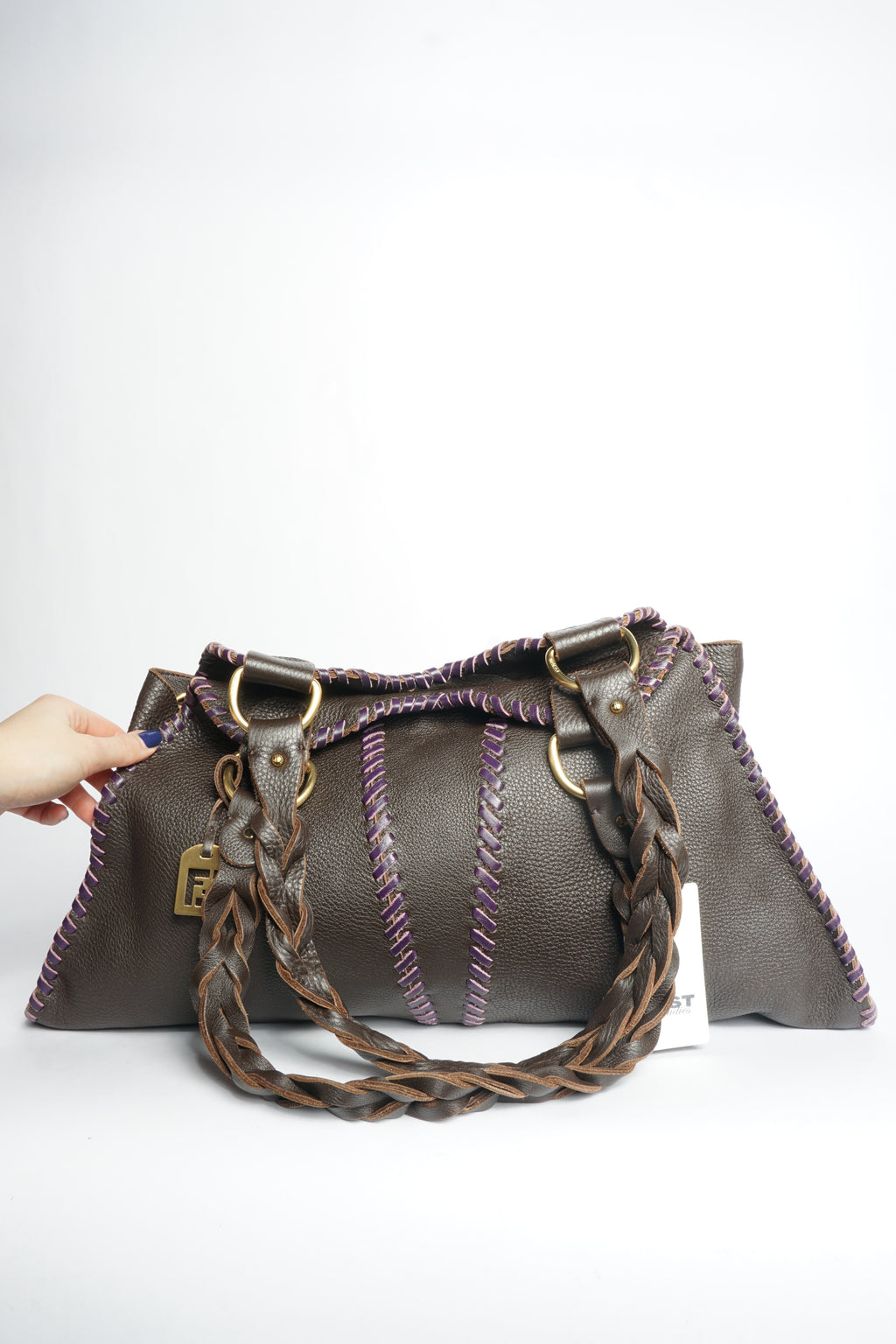 Fendi Leather Stitched Shoulder Bag