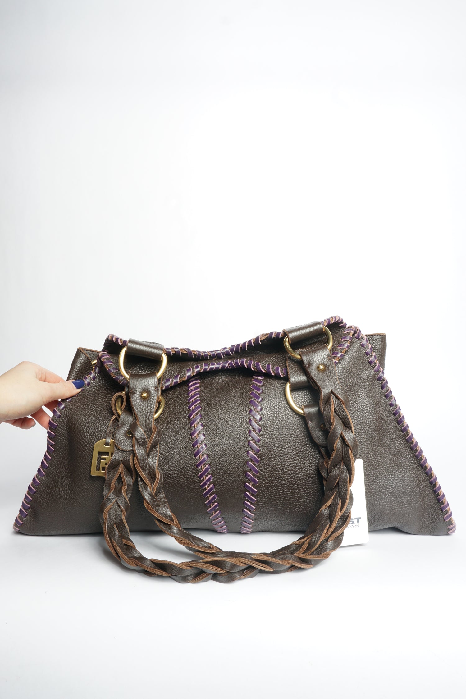 Fendi Leather Stitched Shoulder Bag