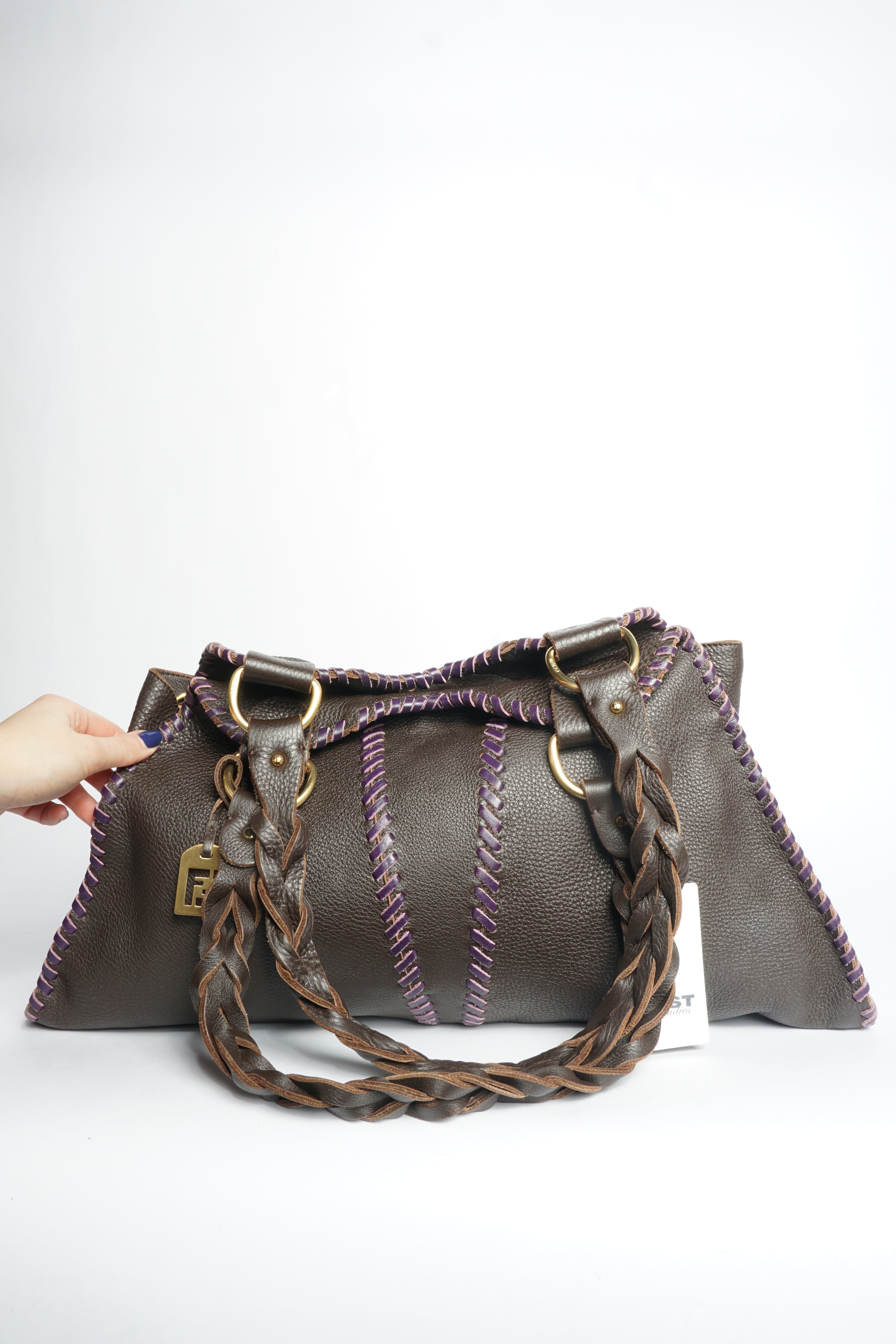 Fendi Leather Stitched Shoulder Bag