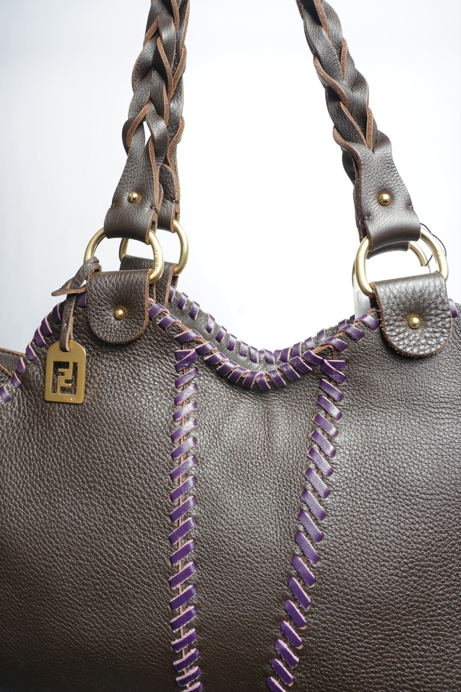 Fendi Leather Stitched Shoulder Bag