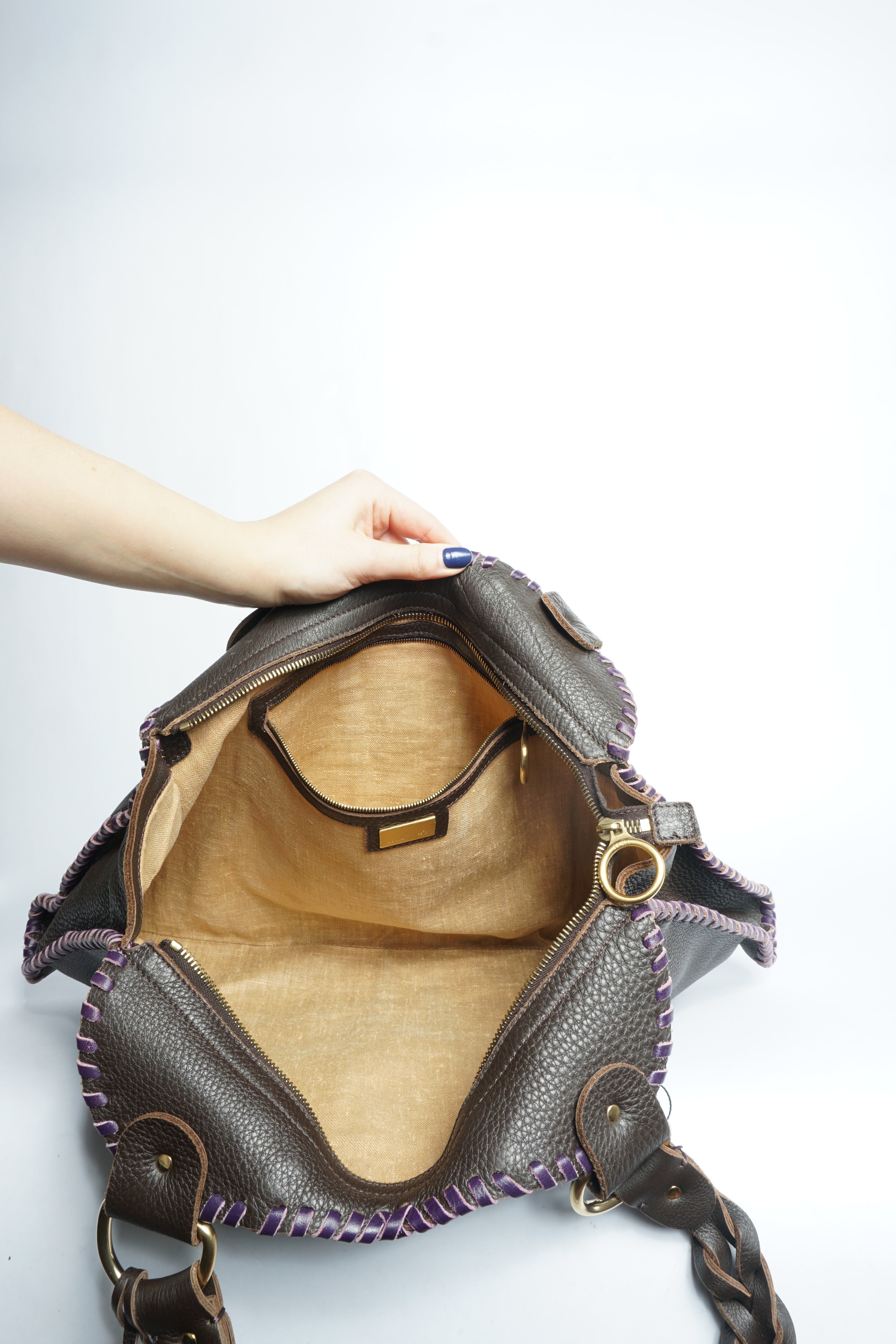 Fendi Leather Stitched Shoulder Bag