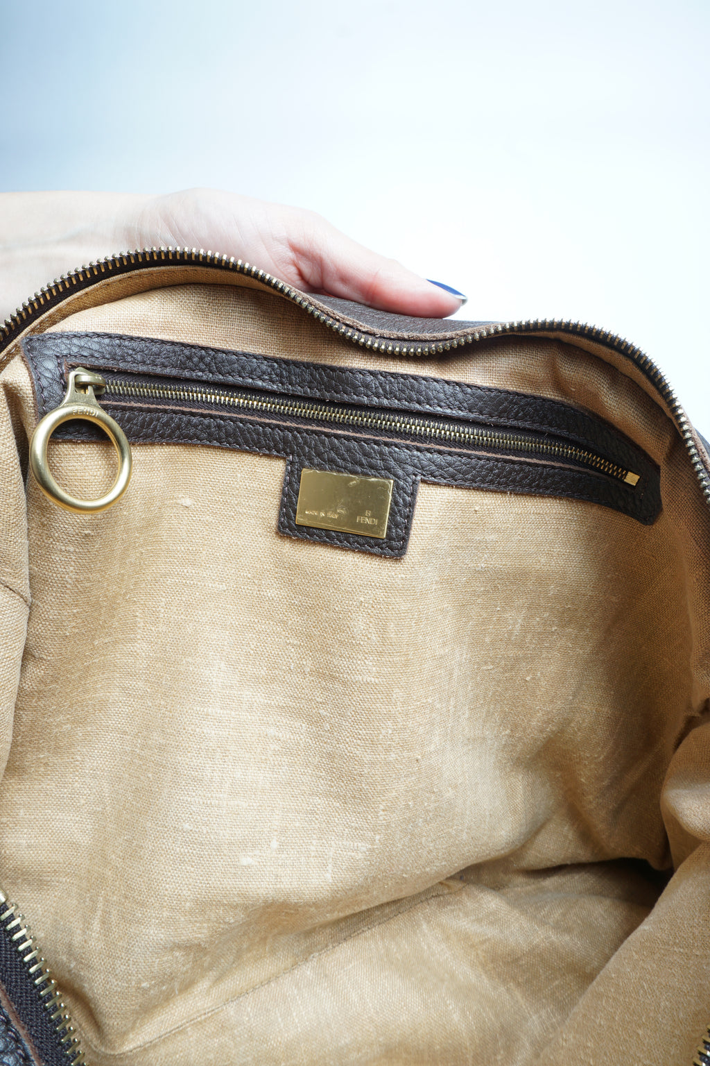 Fendi Leather Stitched Shoulder Bag