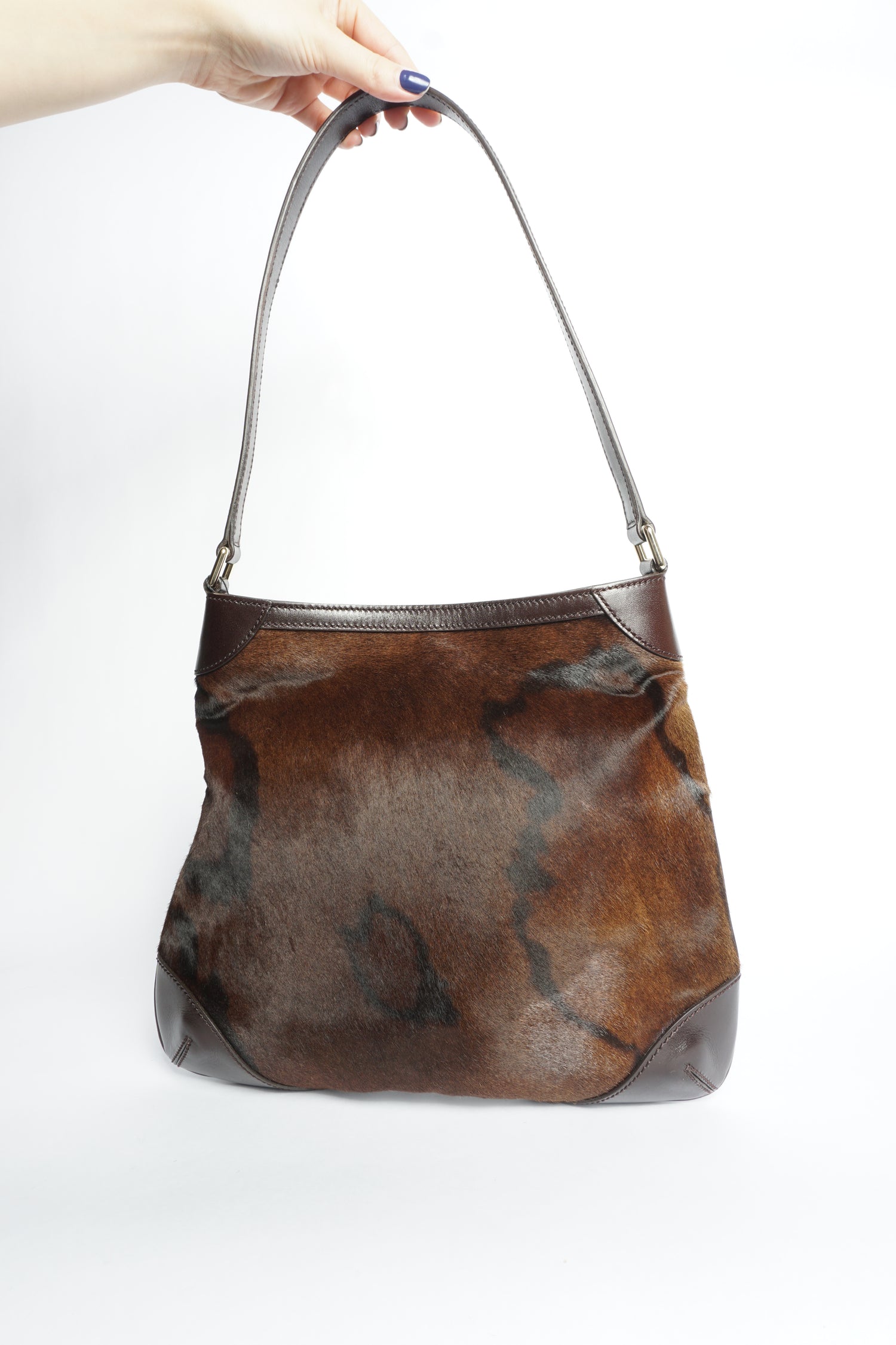 Gucci Dark Brown Pony Hair Leather Shoulder Bag