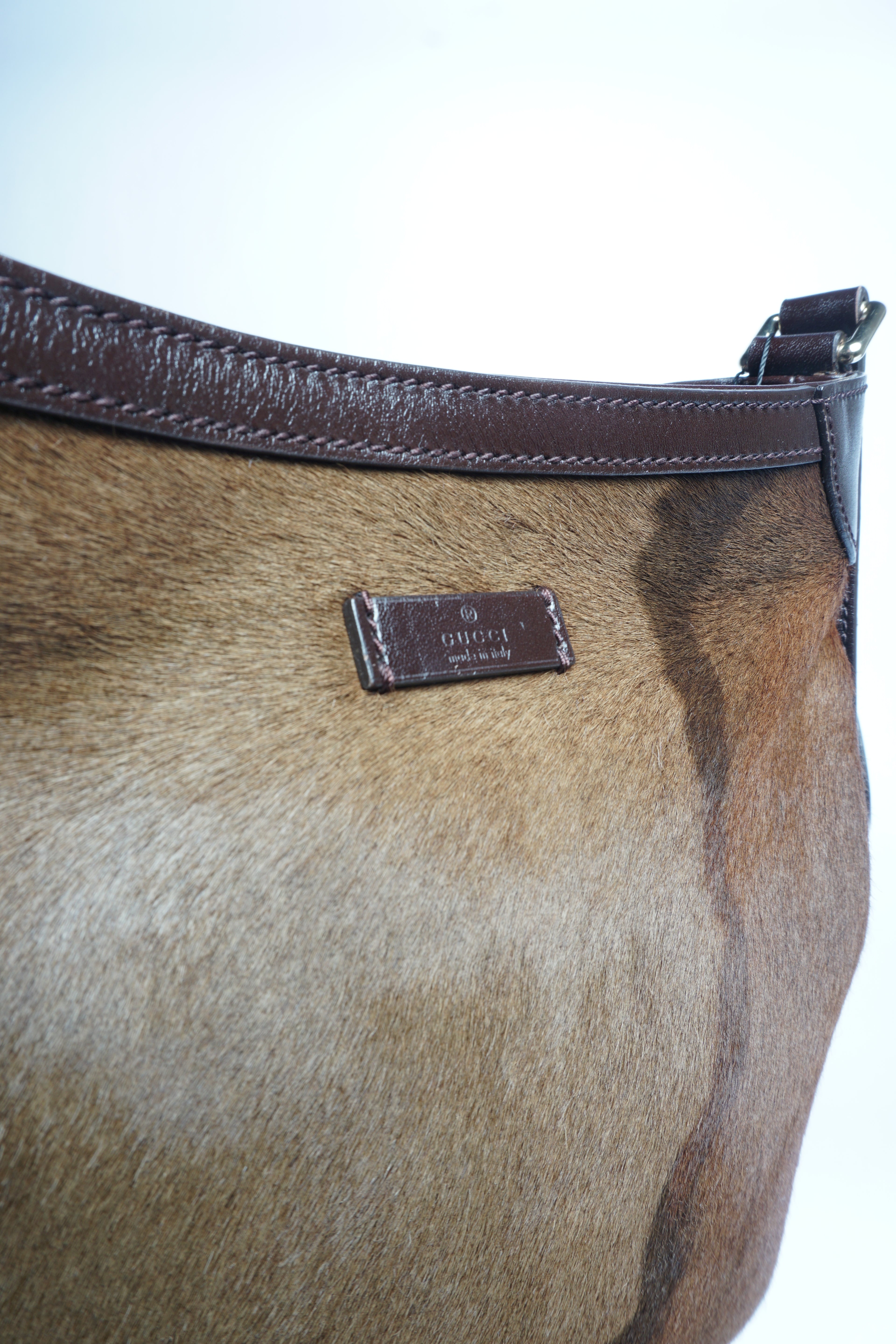 Gucci Dark Brown Pony Hair Leather Shoulder Bag