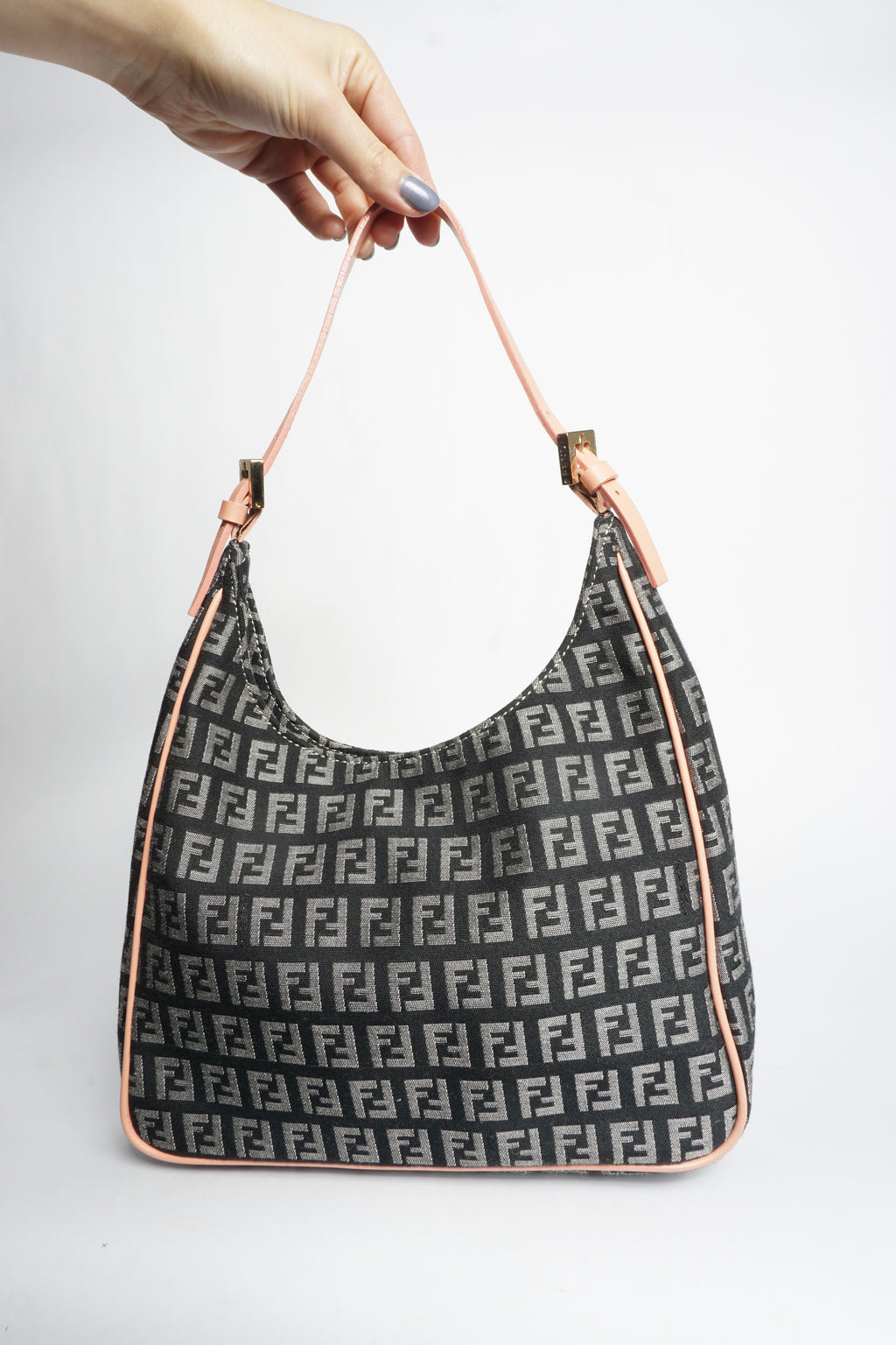 Fendi Navy/Pink Zucca Hobo Bag