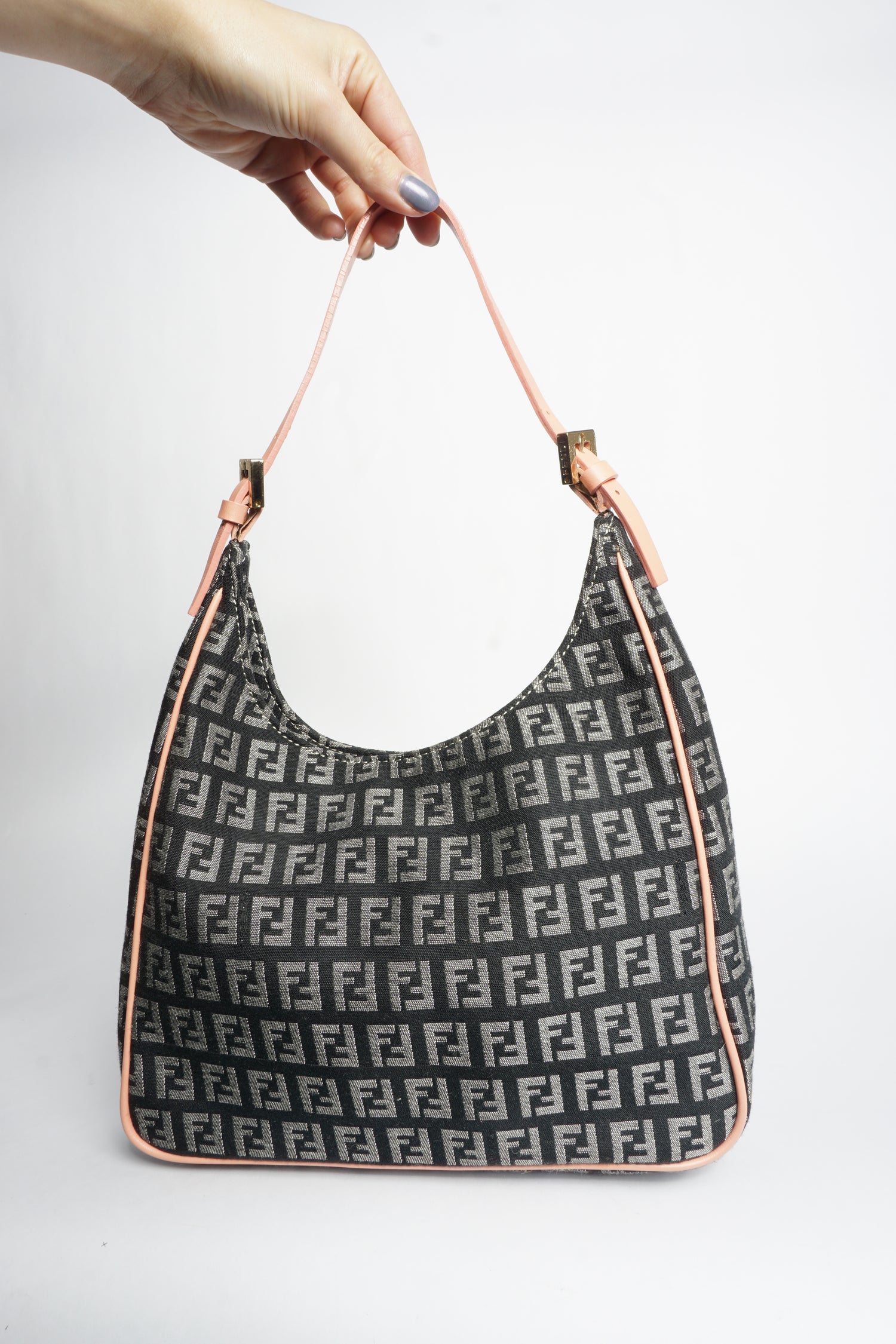 Fendi Navy/Pink Zucca Hobo Bag