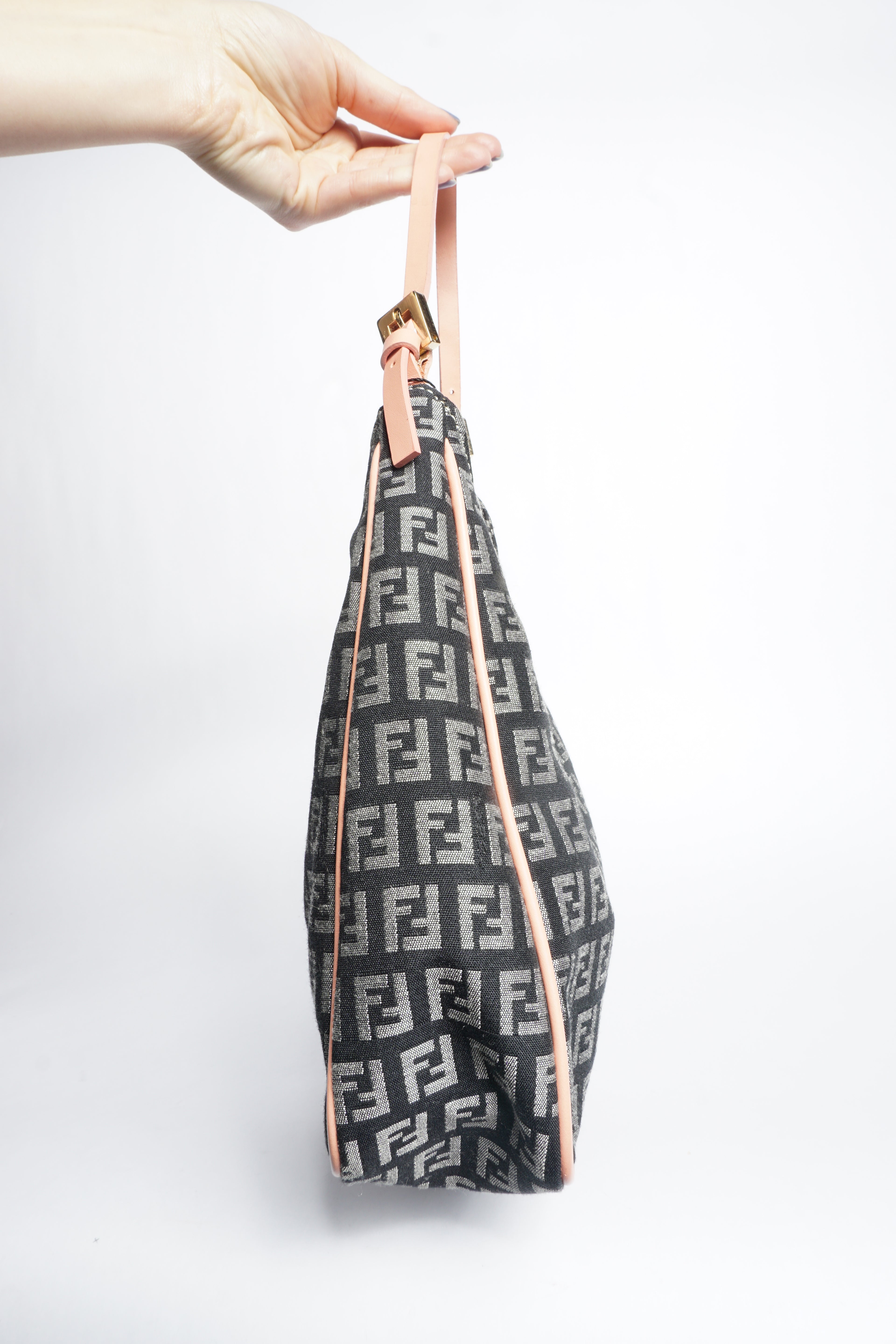 Fendi Navy/Pink Zucca Hobo Bag