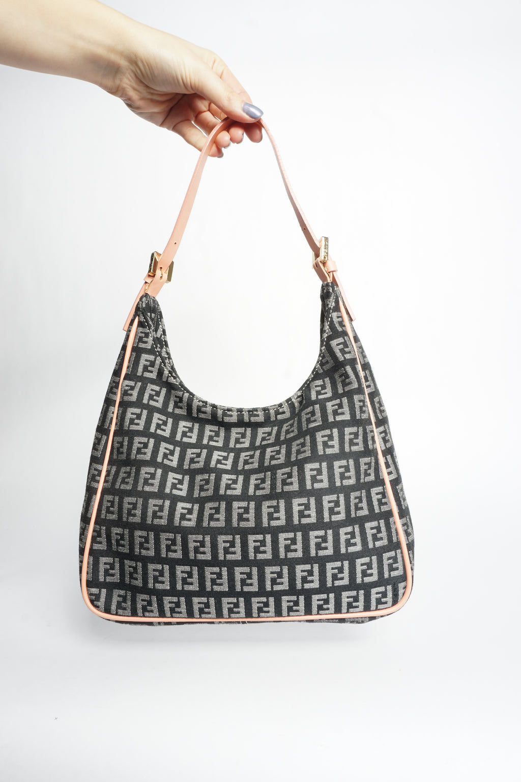 Fendi Navy/Pink Zucca Hobo Bag