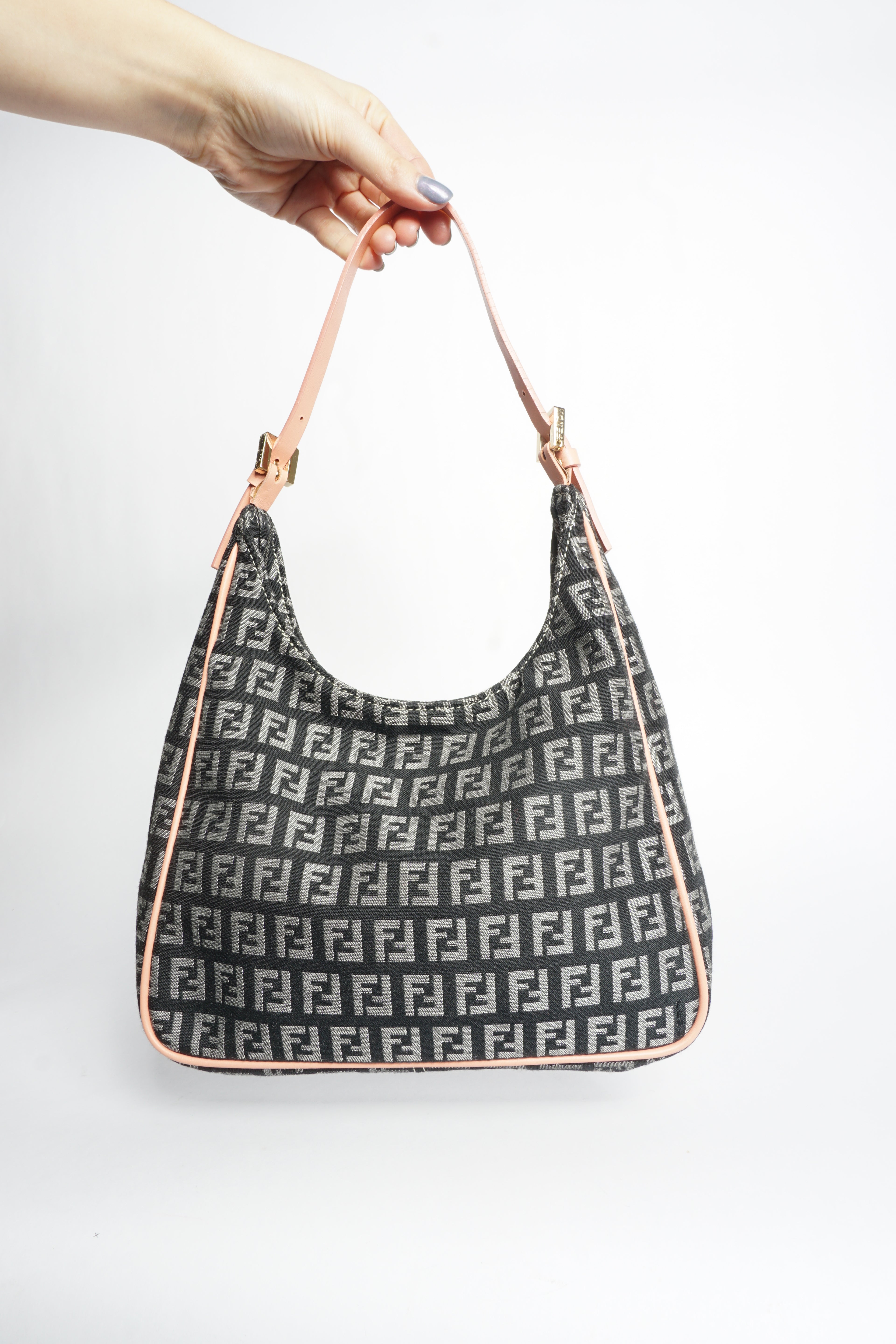 Fendi Navy/Pink Zucca Hobo Bag