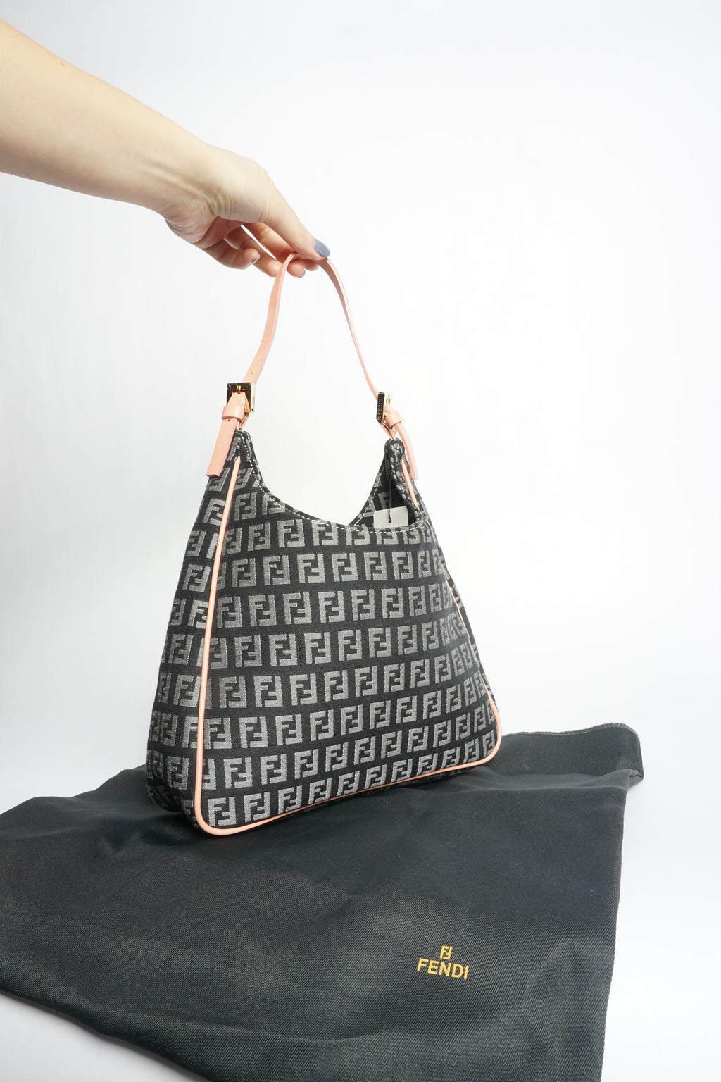 Fendi Navy/Pink Zucca Hobo Bag
