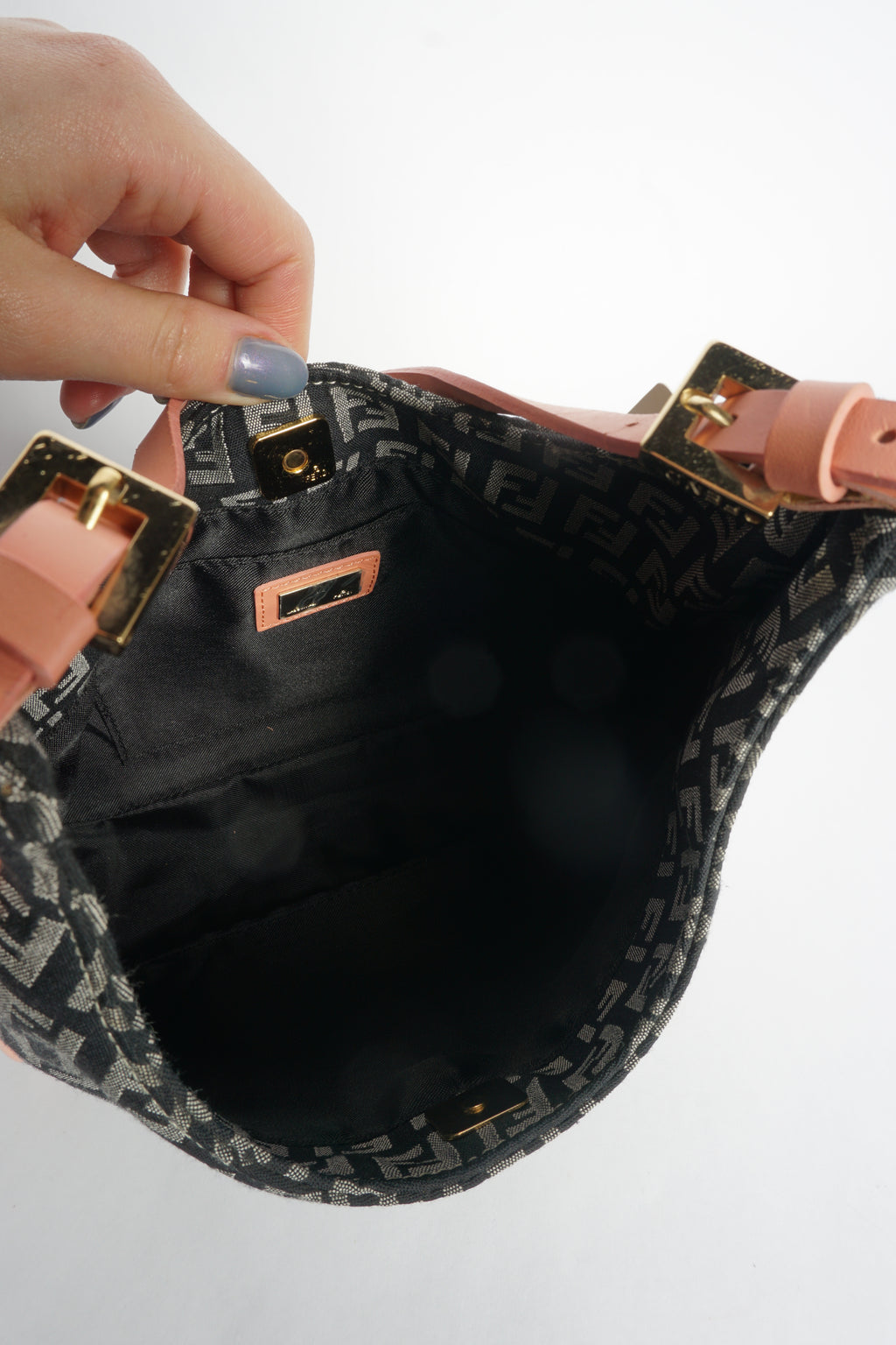 Fendi Navy/Pink Zucca Hobo Bag
