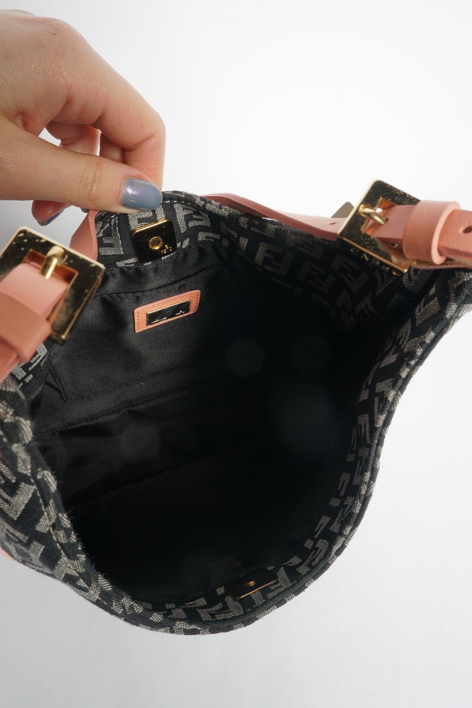 Fendi Navy/Pink Zucca Hobo Bag
