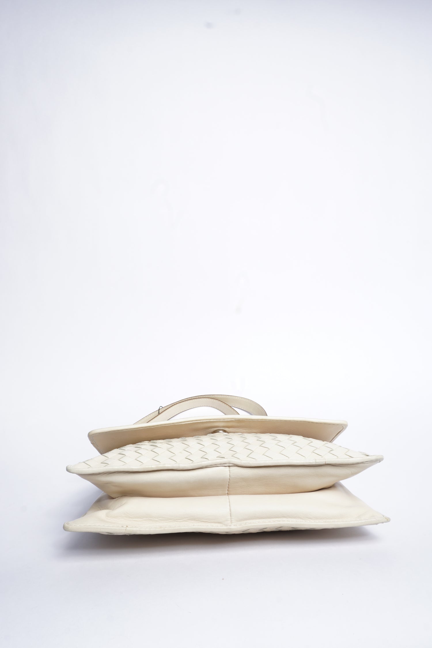 Bottega Veneta Intrecciato White Leather Two Way Bag