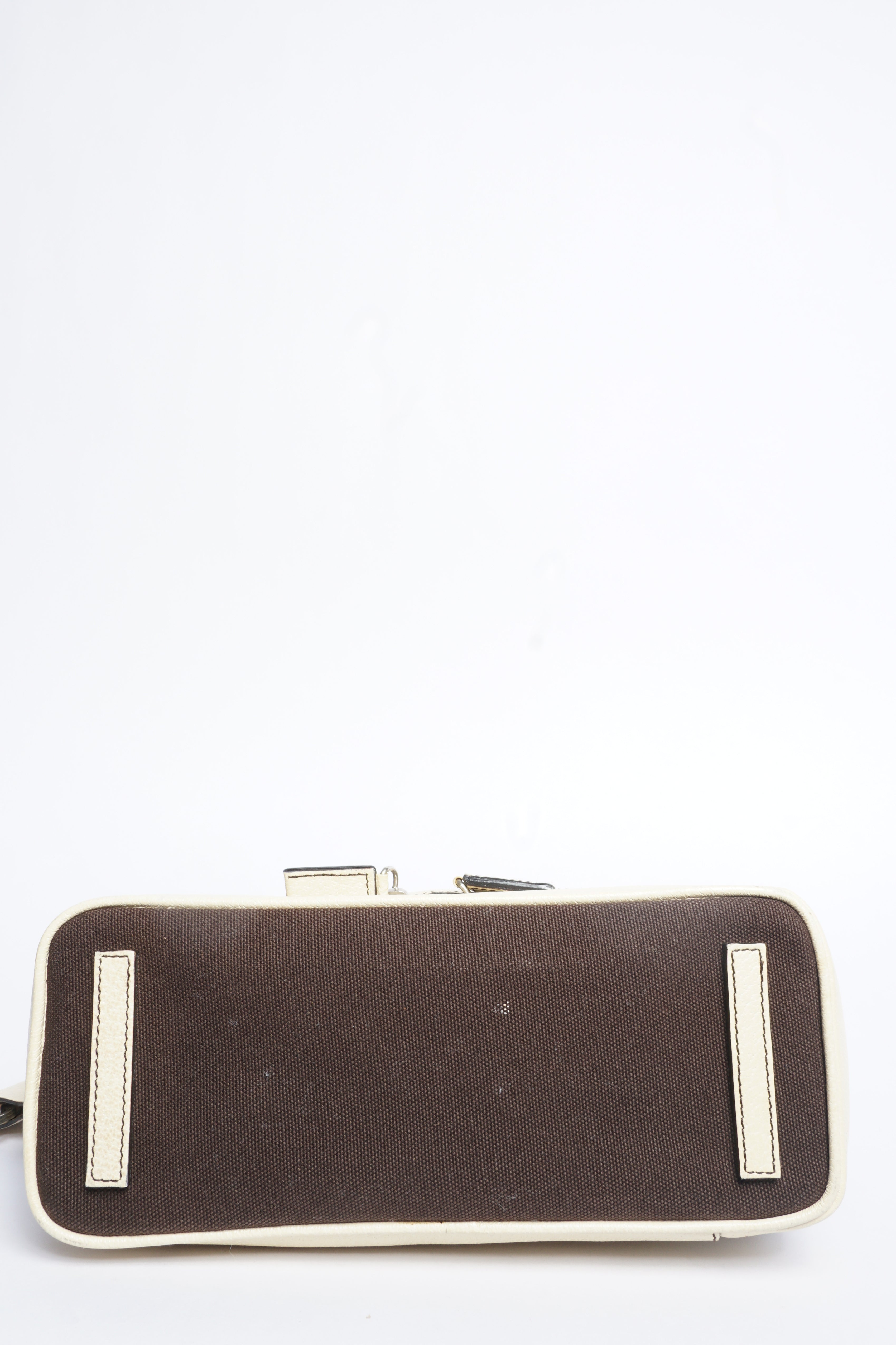 Prada Brown Canvas Top Handle Bag