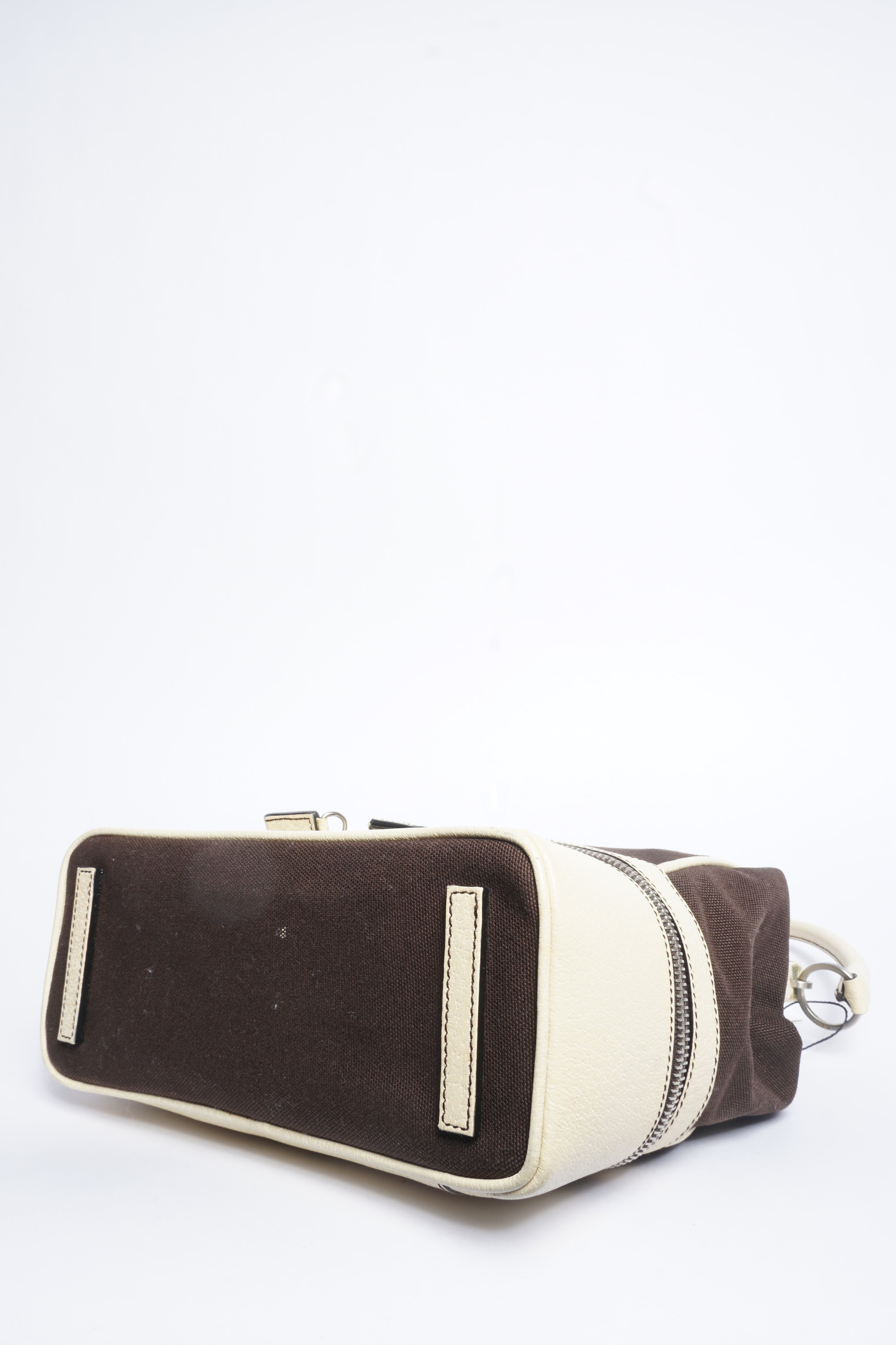 Prada Brown Canvas Top Handle Bag