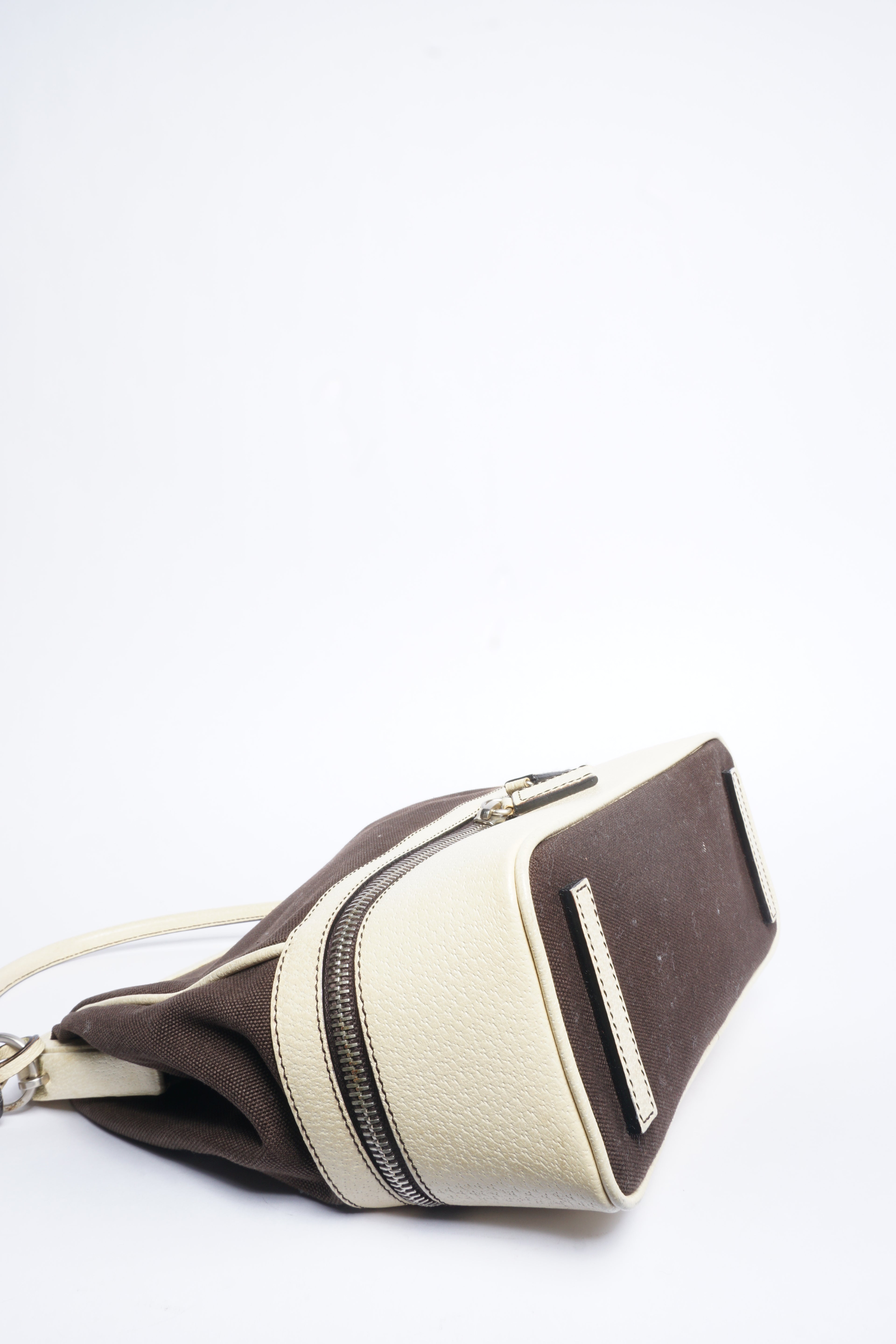 Prada Brown Canvas Top Handle Bag