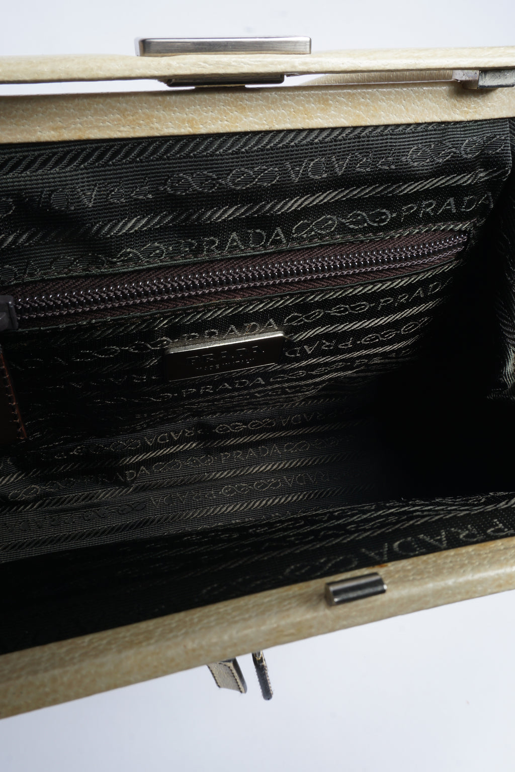 Prada Brown Canvas Top Handle Bag