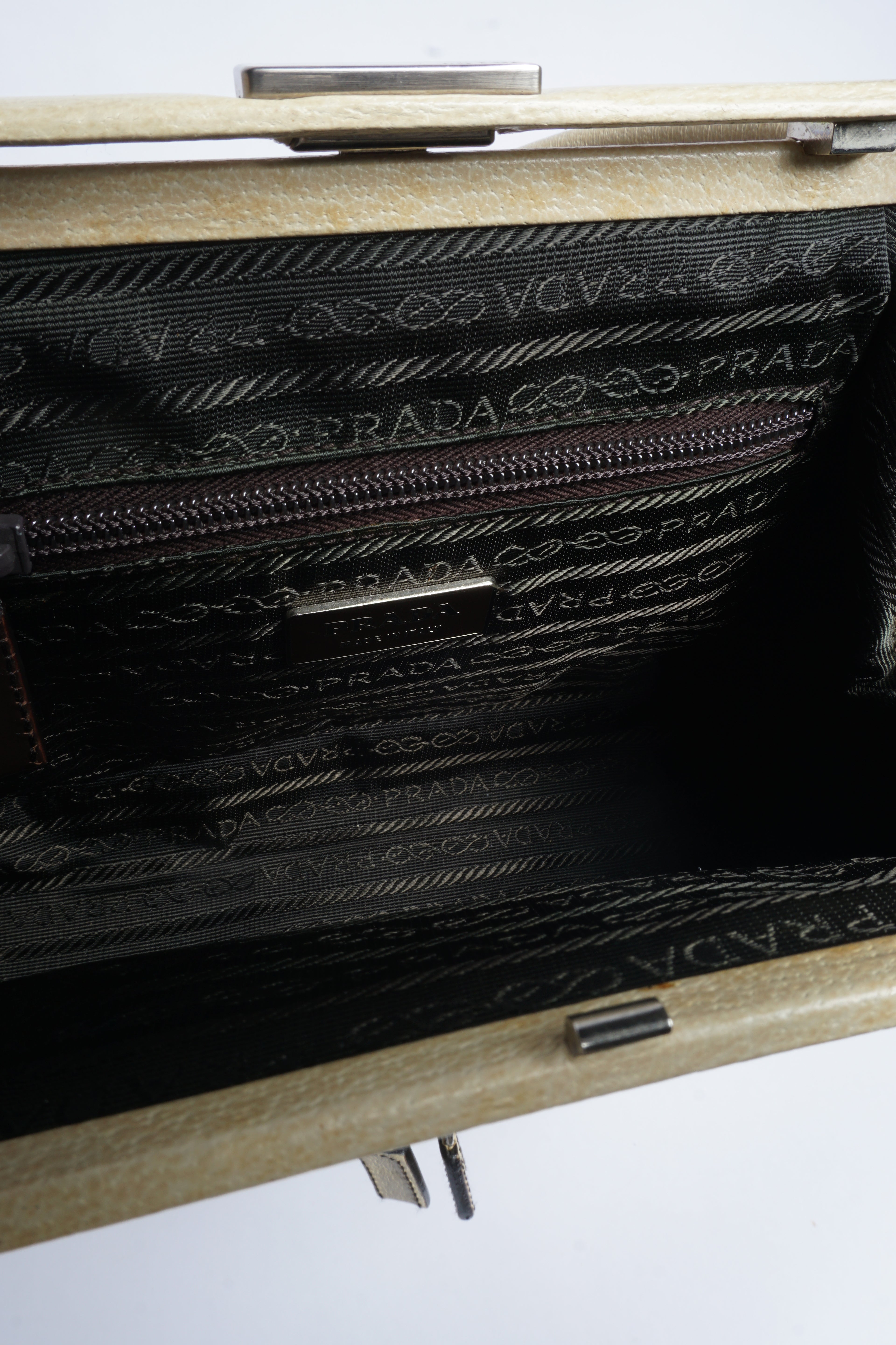 Prada Brown Canvas Top Handle Bag