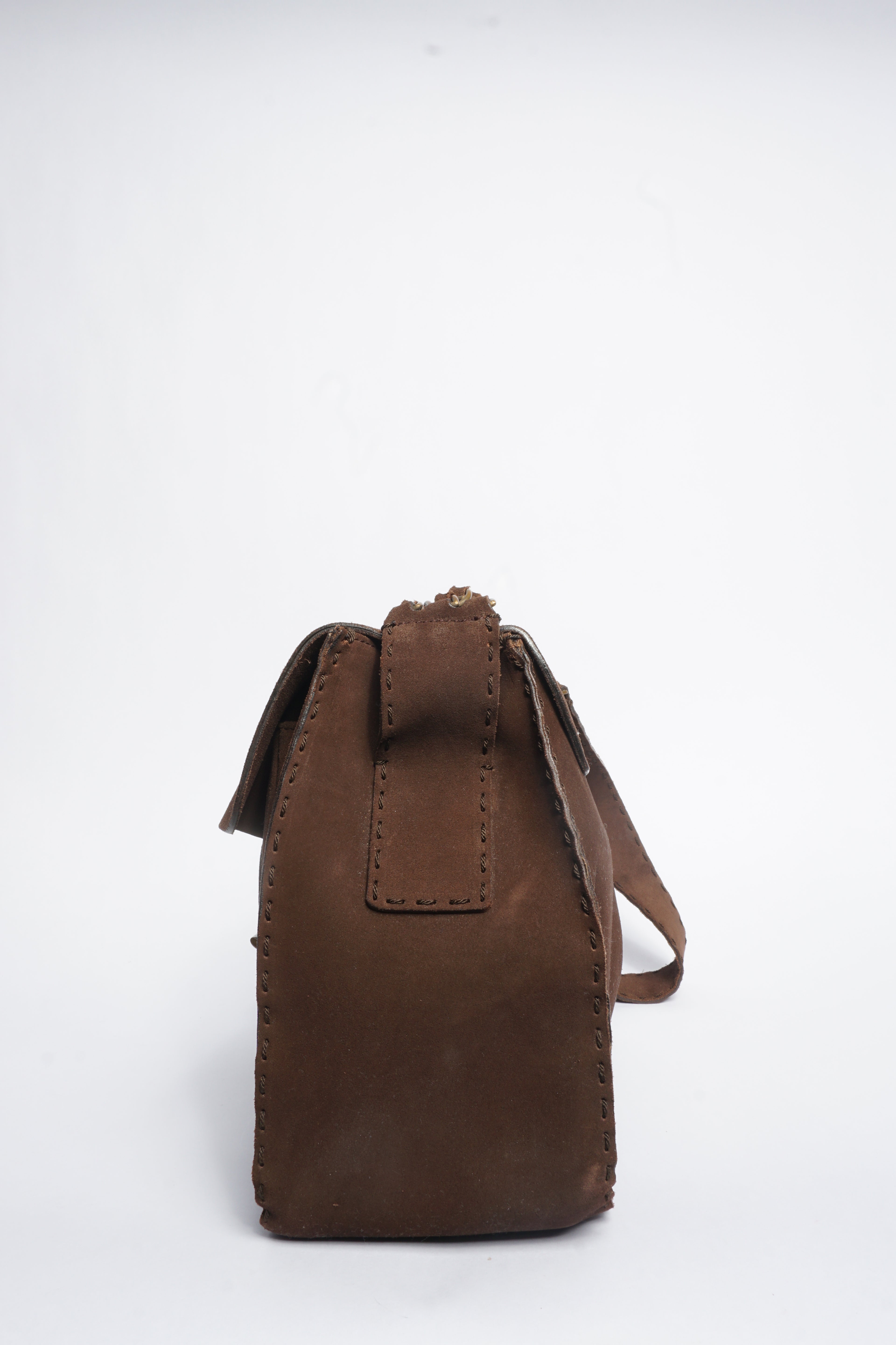 Prada Brown Suede Chain Crossbody Bag