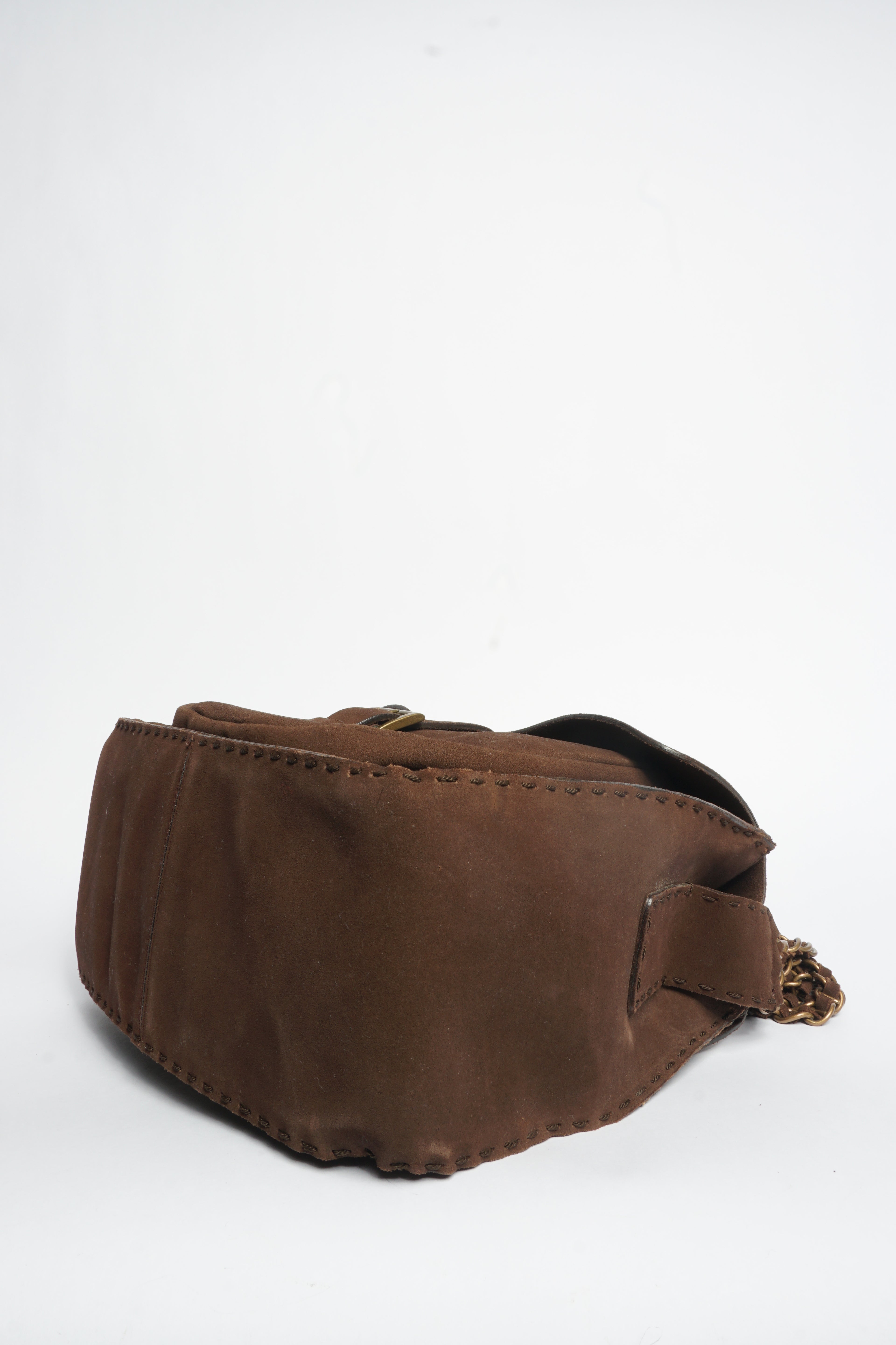 Prada Brown Suede Chain Crossbody Bag