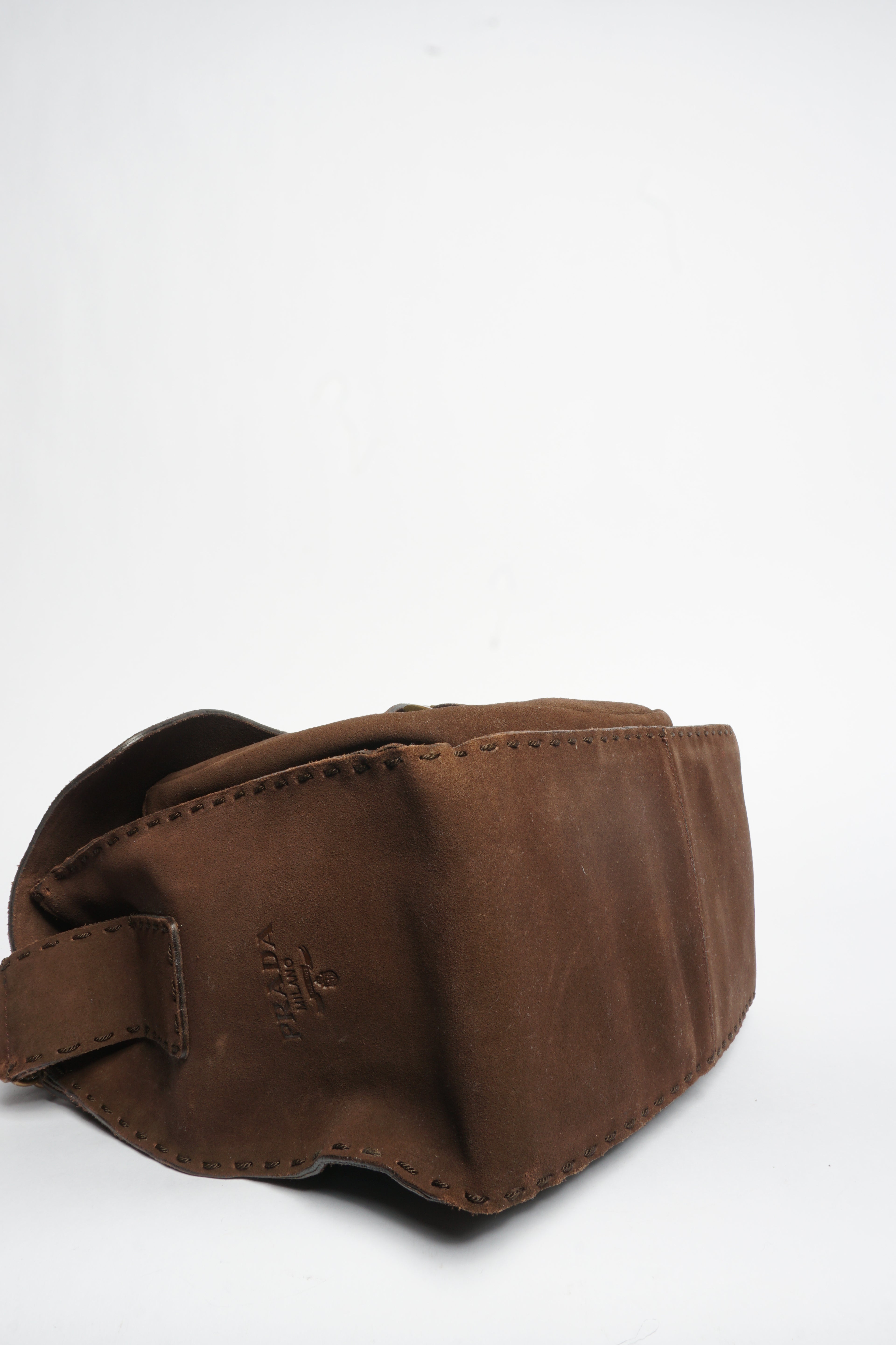 Prada Brown Suede Chain Crossbody Bag