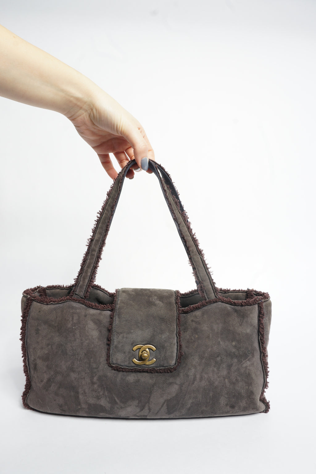 Chanel Suede Shearling Mouton Bag