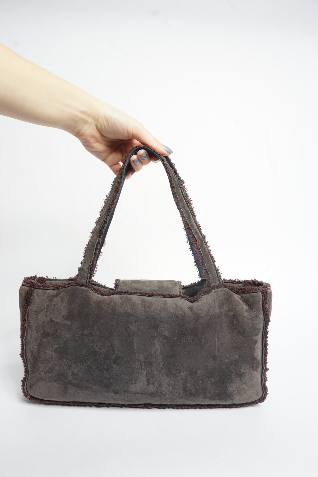 Chanel Suede Shearling Mouton Bag