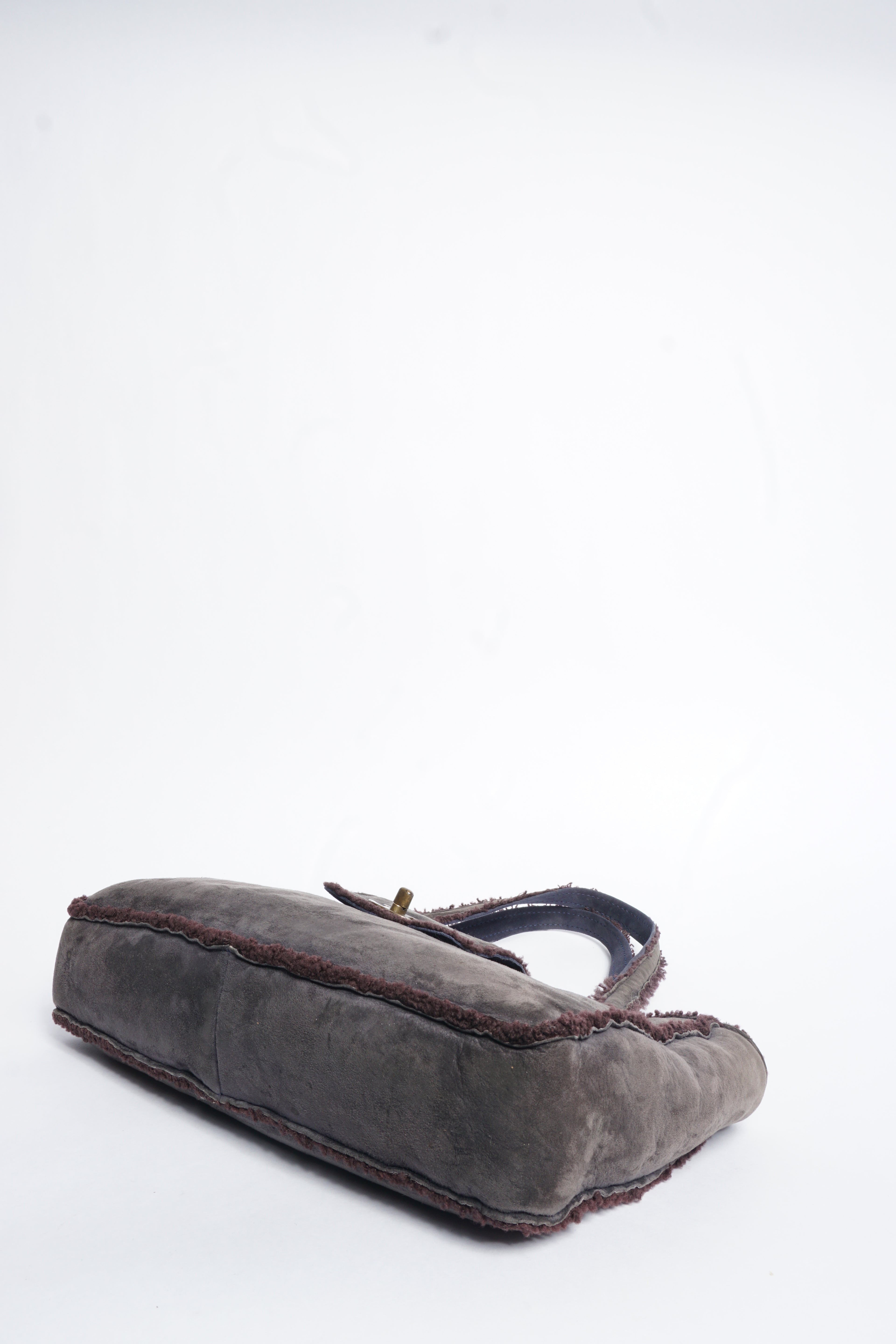 Chanel Suede Shearling Mouton Bag