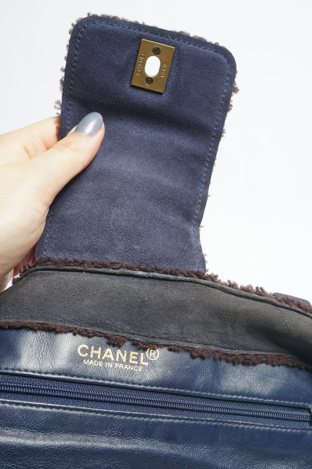 Chanel Suede Shearling Mouton Bag