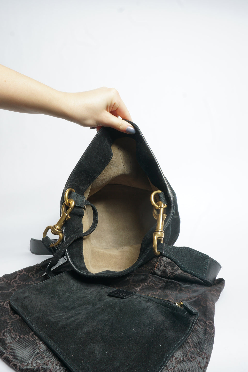 Gucci Black Suede Shoulder Bag