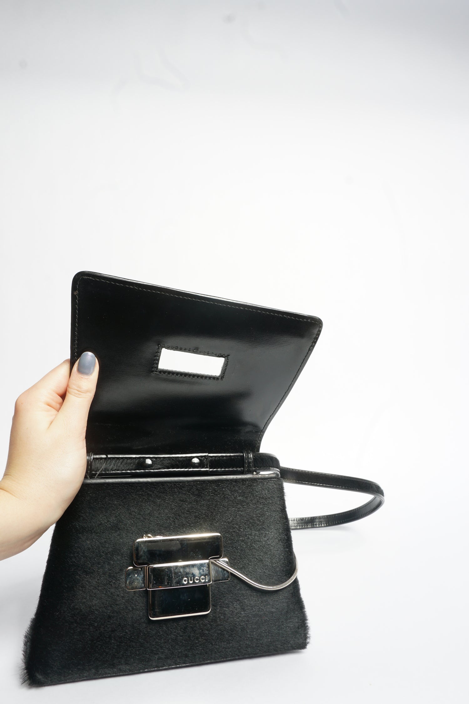 Gucci Black Pony Hair Crossbody Bag