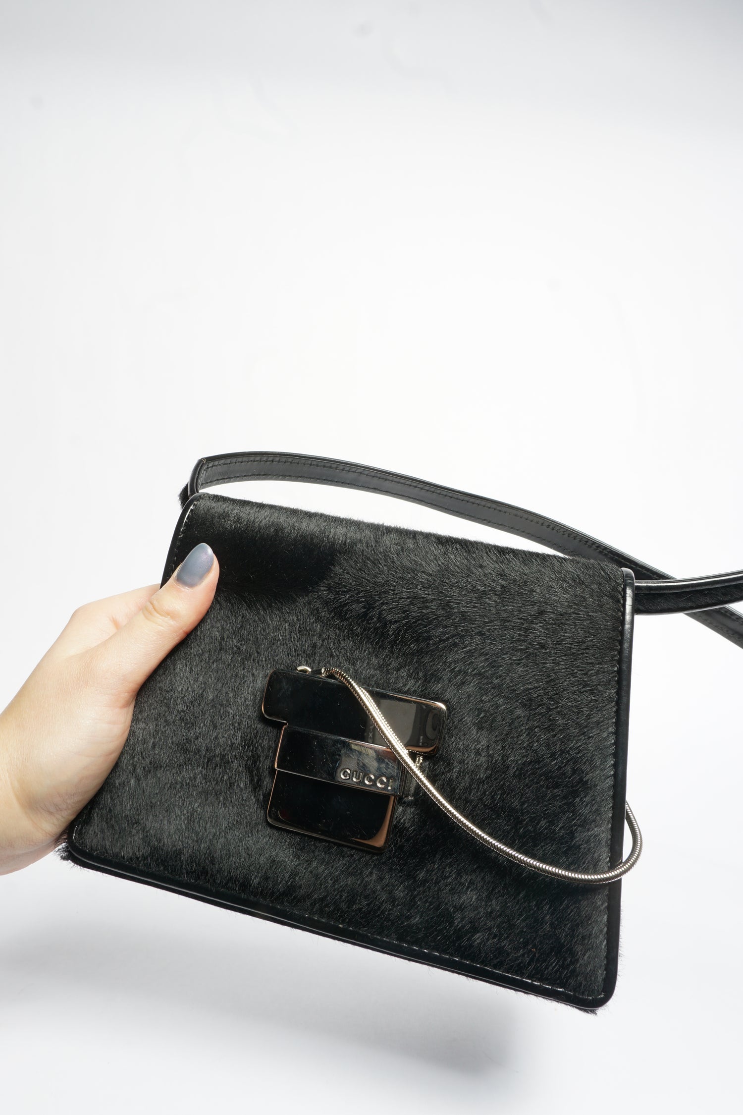Gucci Black Pony Hair Crossbody Bag