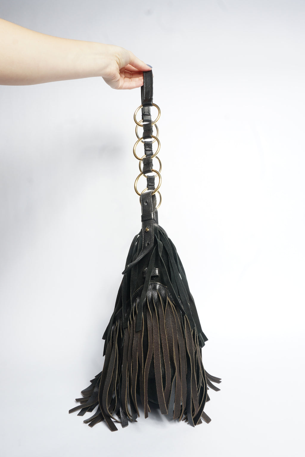 YSL Black Fringe Crossbody