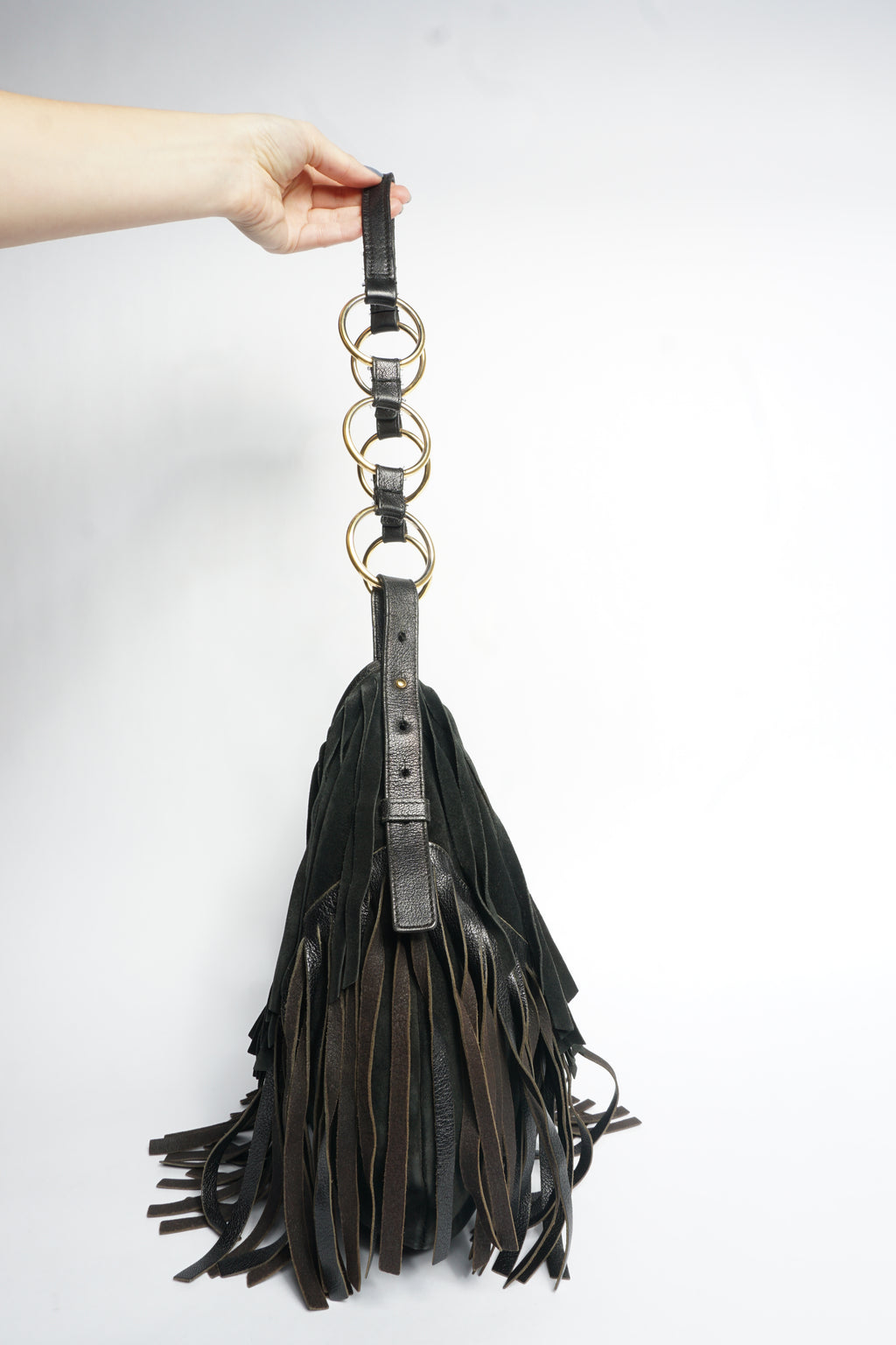 YSL Black Fringe Crossbody