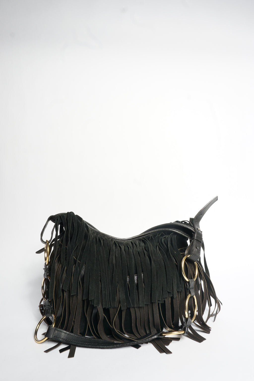 YSL Black Fringe Crossbody