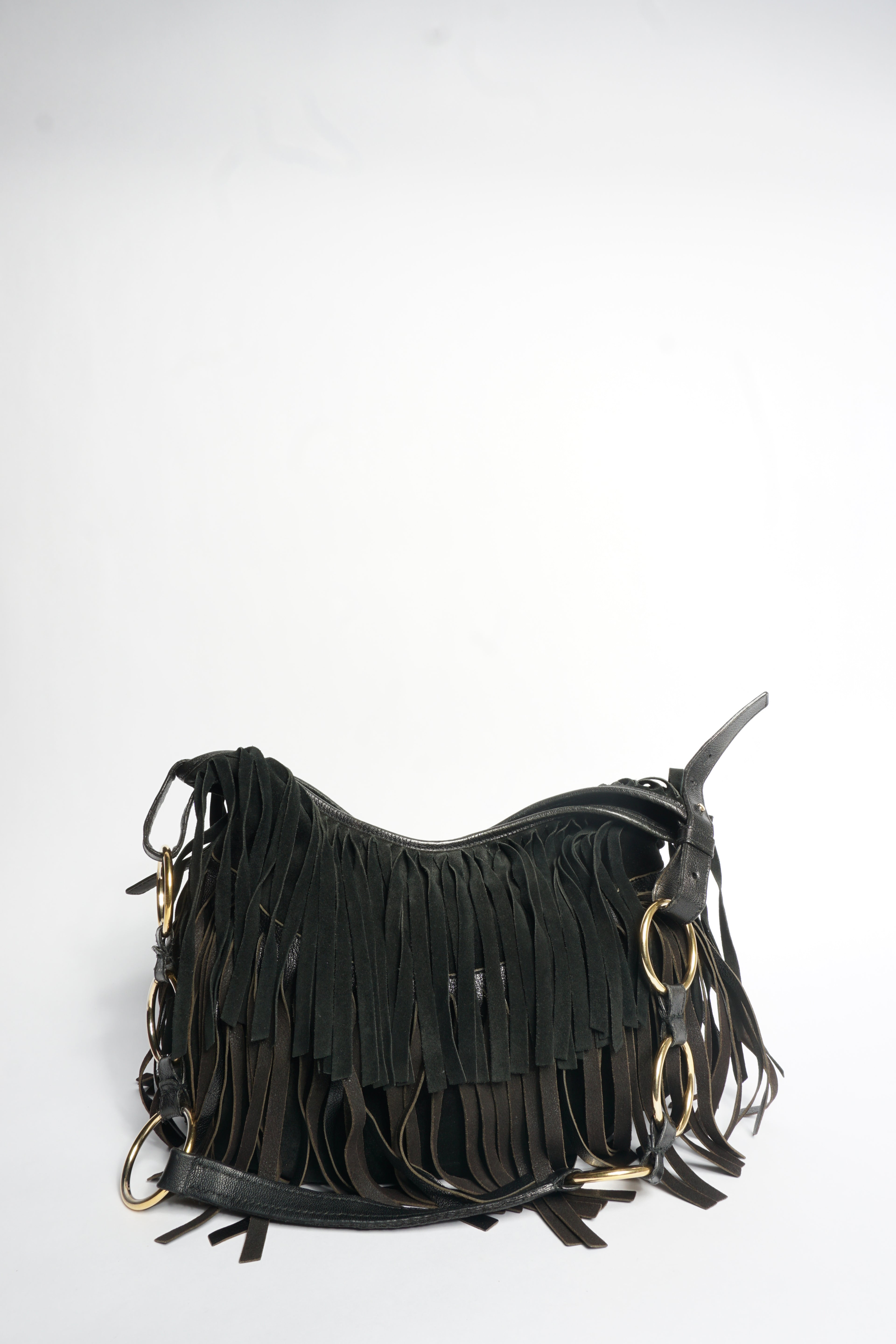 YSL Black Fringe Crossbody
