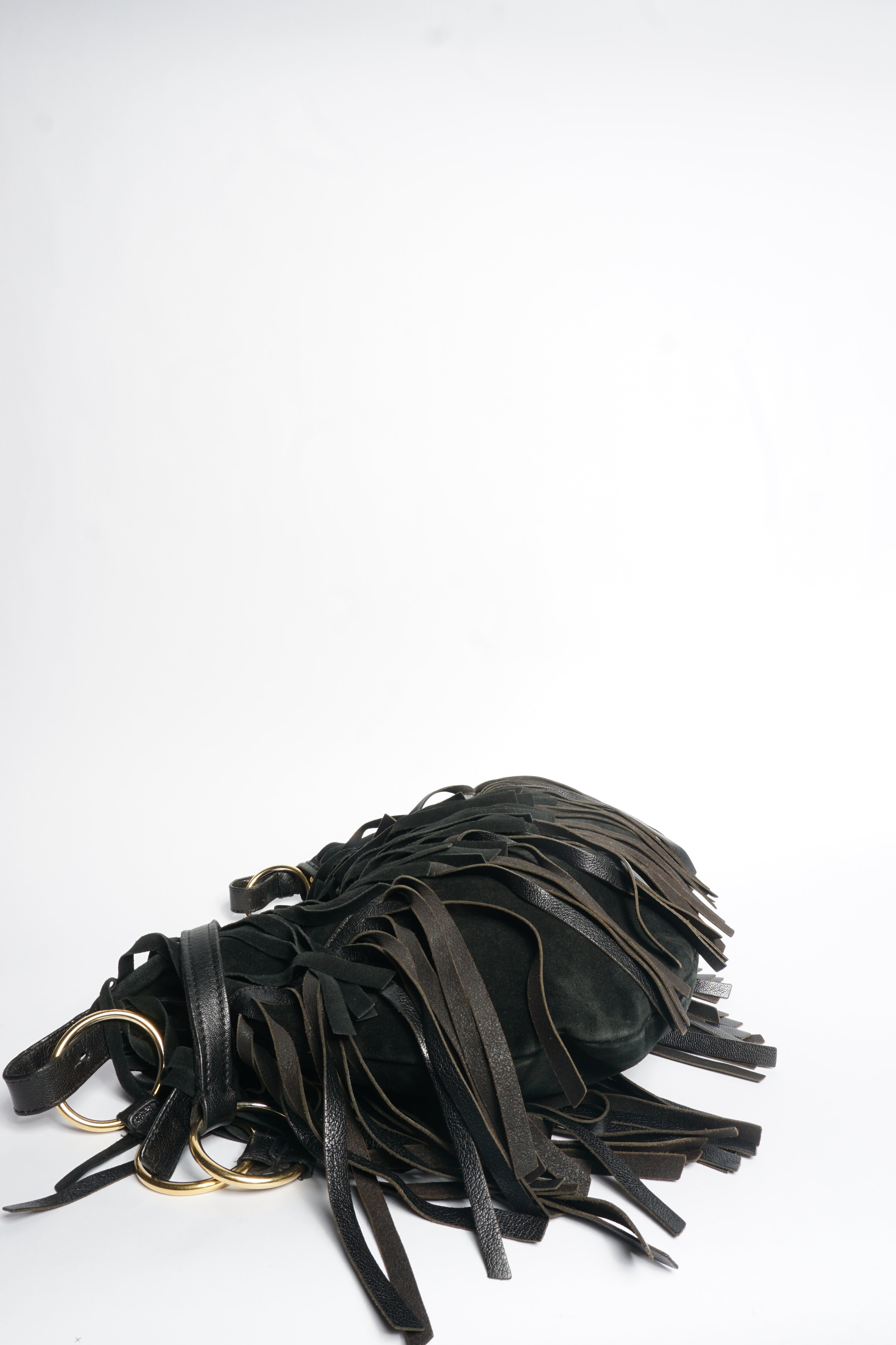 YSL Black Fringe Crossbody