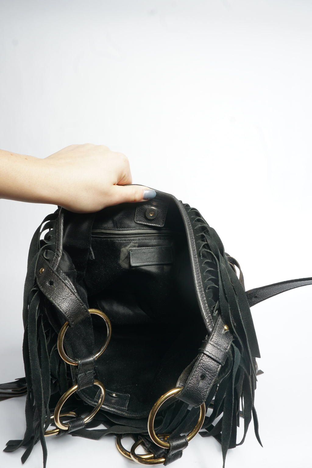 YSL Black Fringe Crossbody