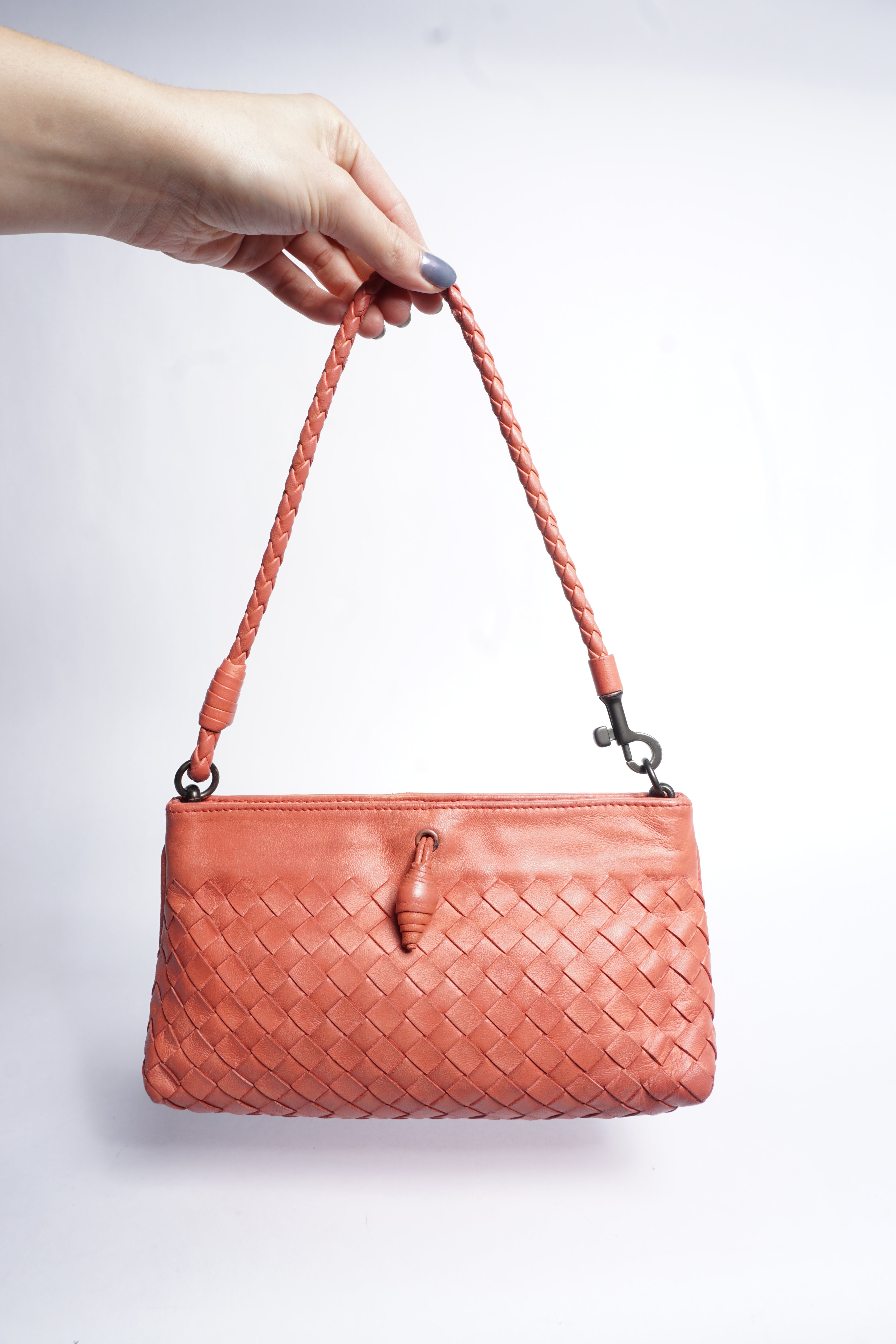 Bottega Veneta Orange Intrecciato Shoulder Bag