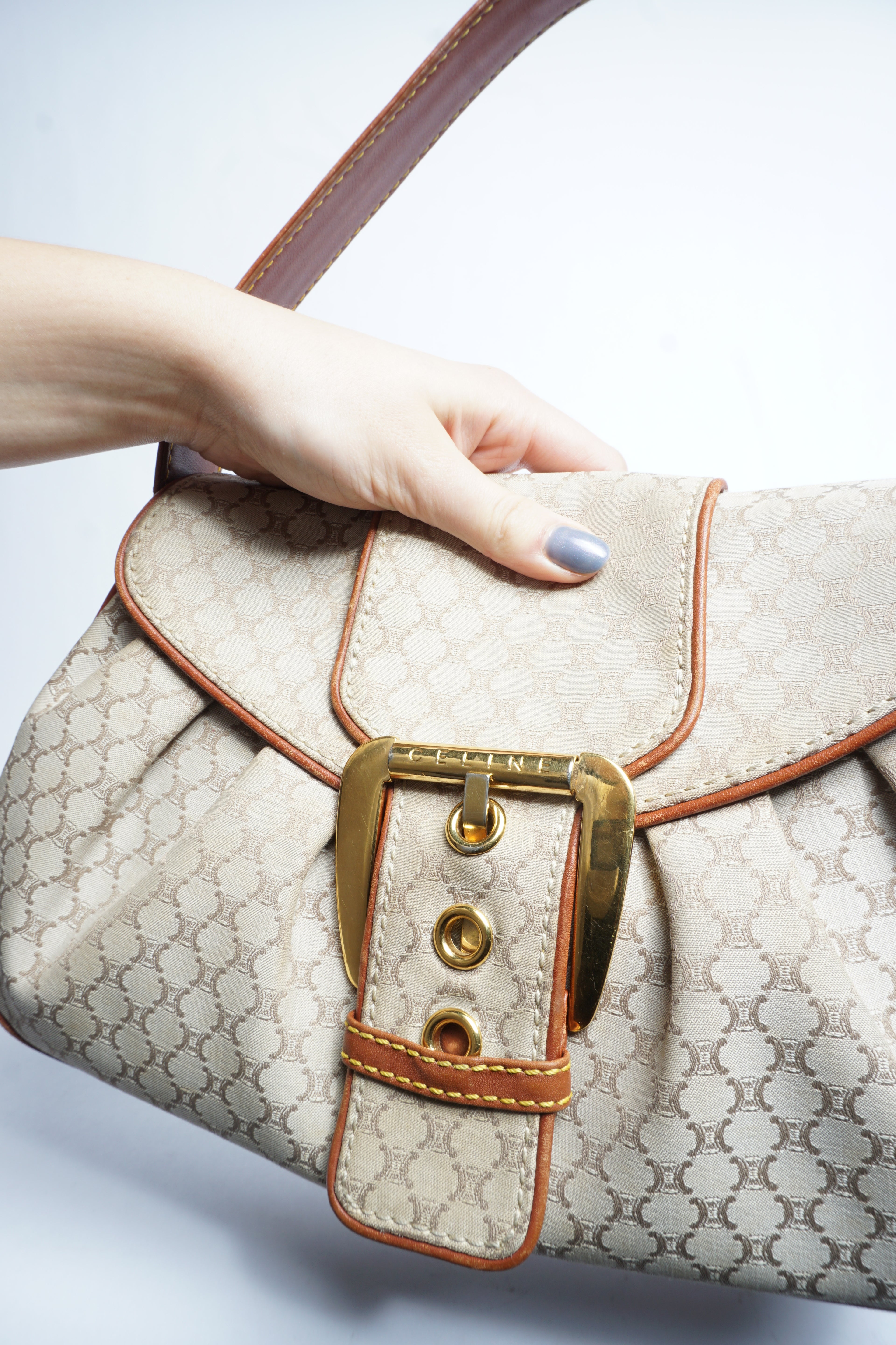 Celine Canvas Macadam Shoulder Bag