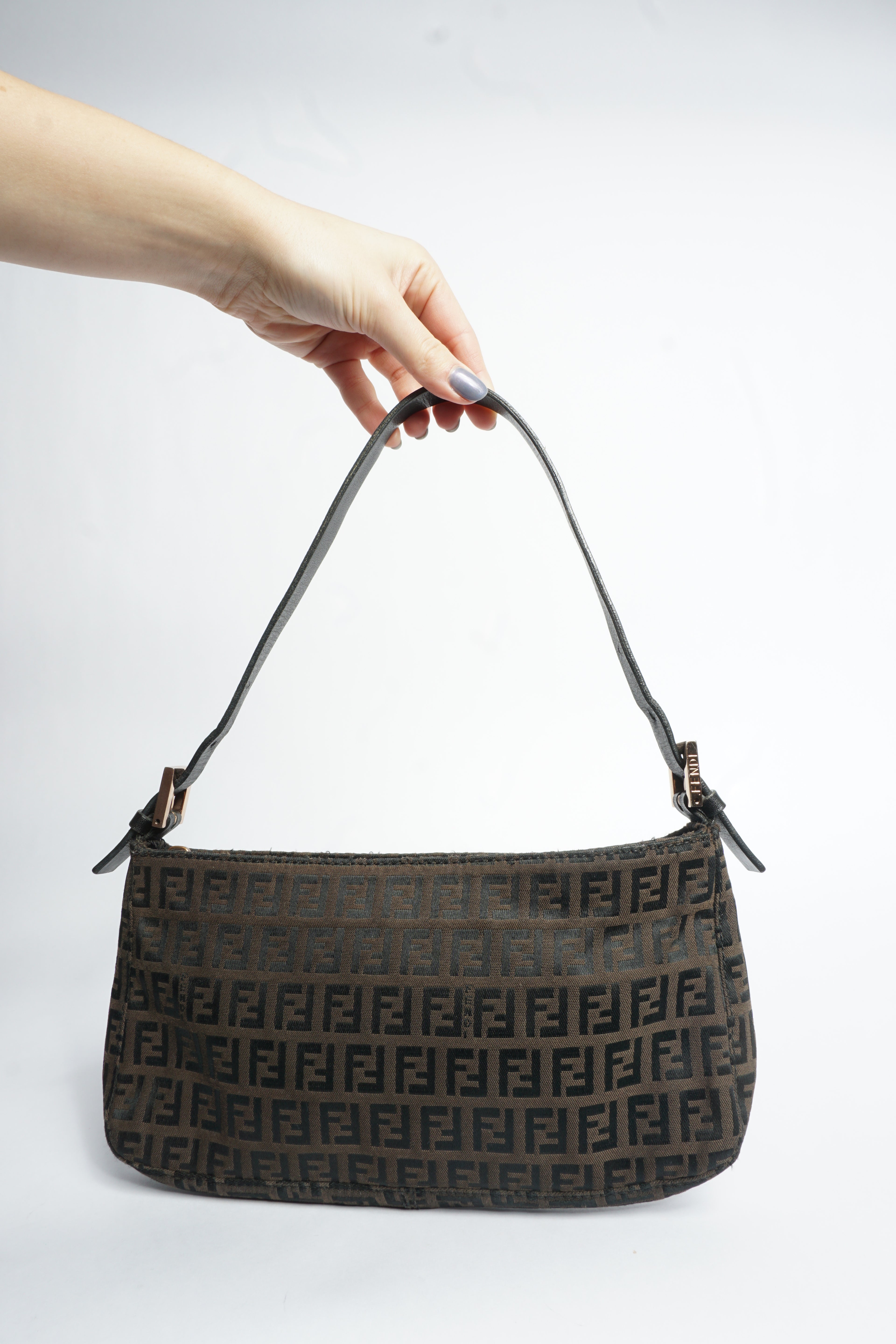 Fendi Zucca Pattern Canvas Shoulder Bag