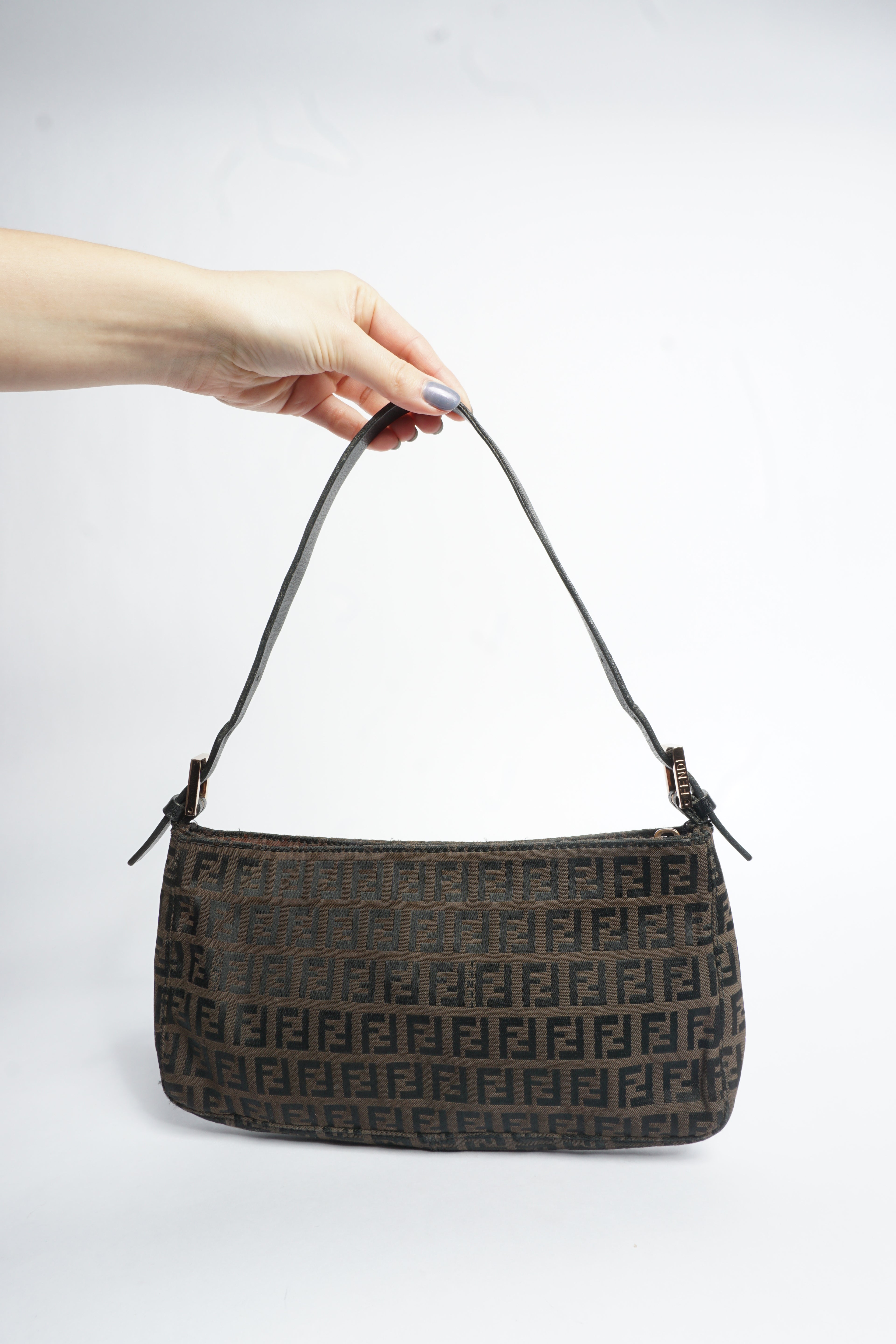 Fendi Zucca Pattern Canvas Shoulder Bag