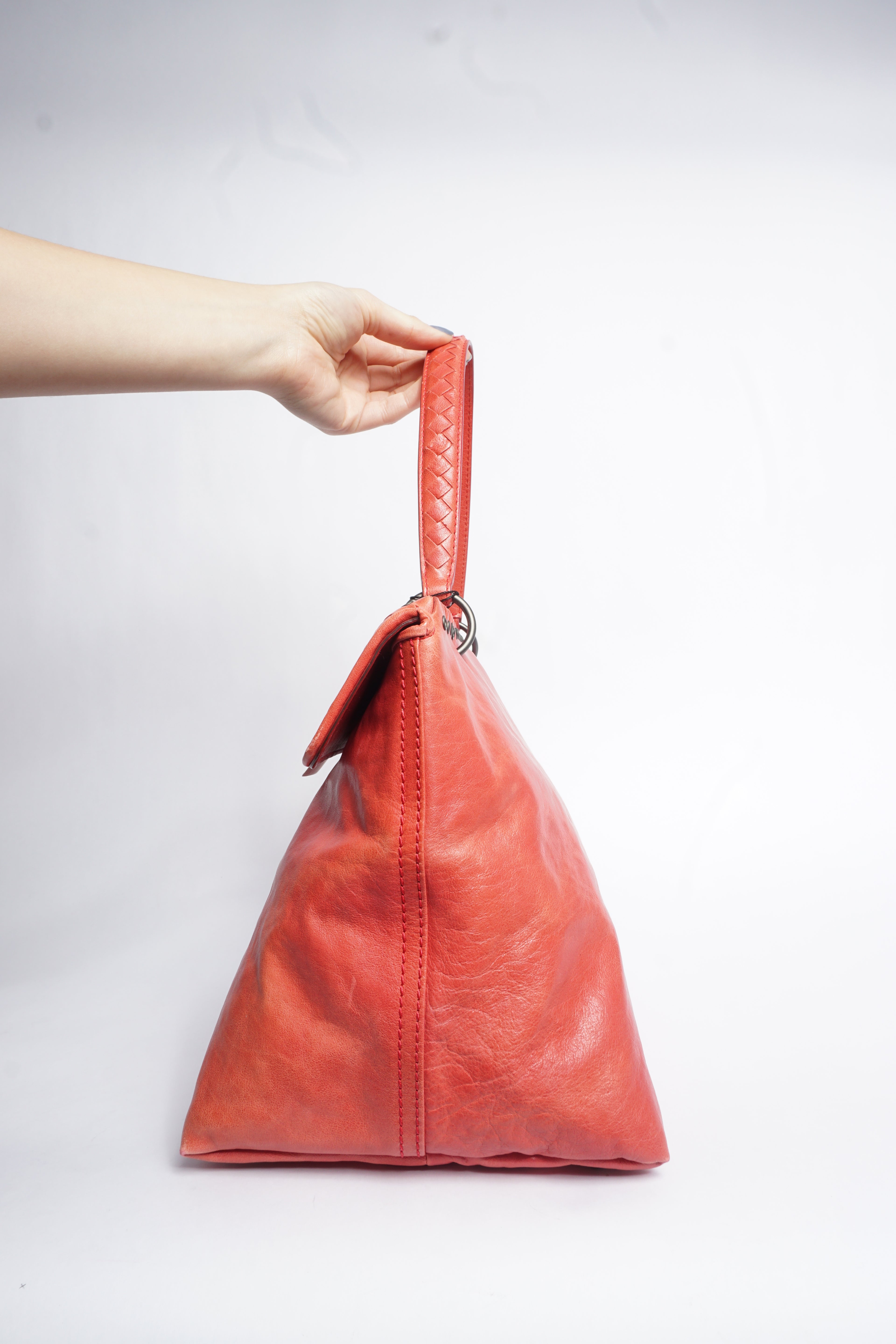 Bottega Veneta Intrecciato Pink Leather Top Handle Bag
