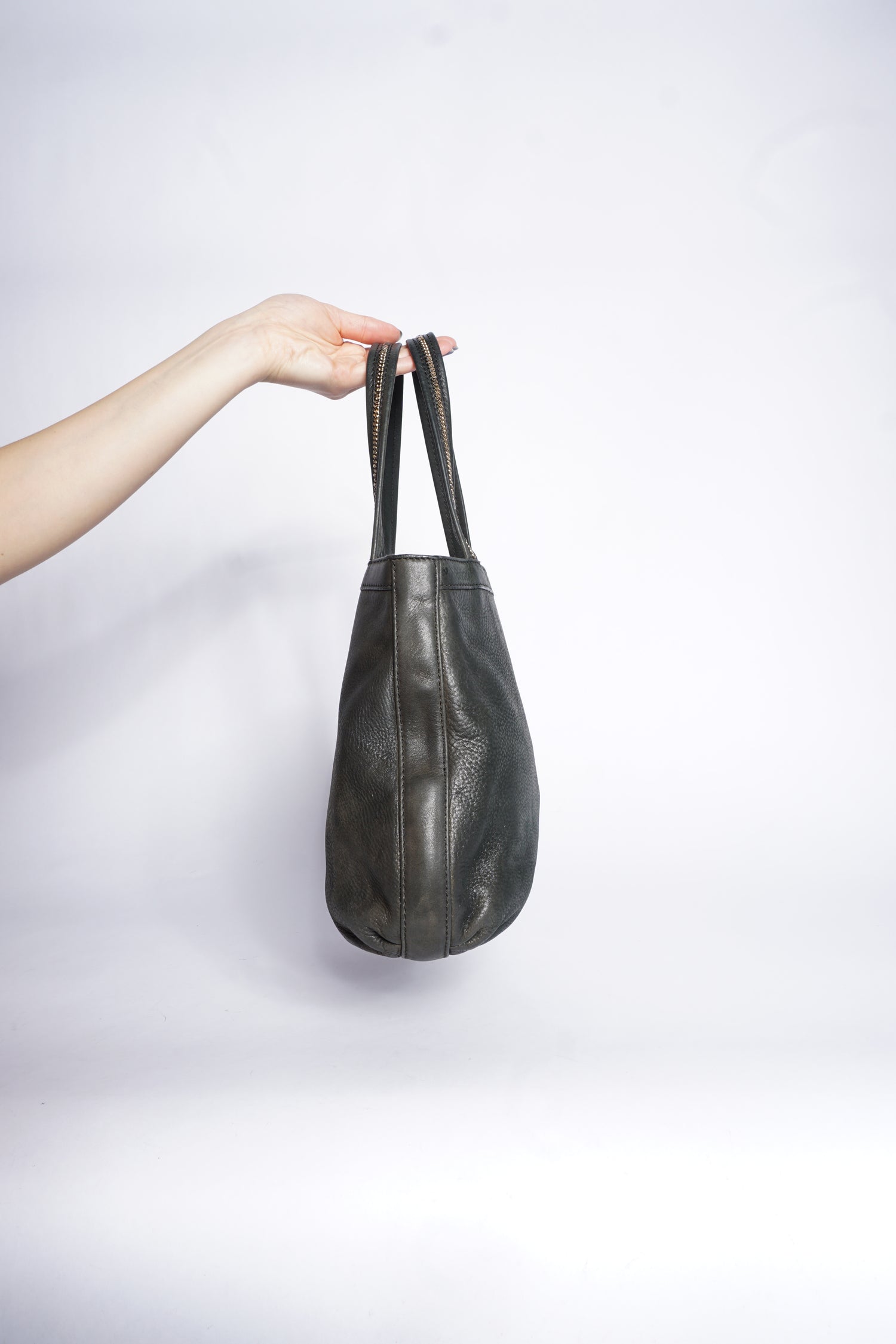 Fendi Black Leather Tote Bag with Chain Handle