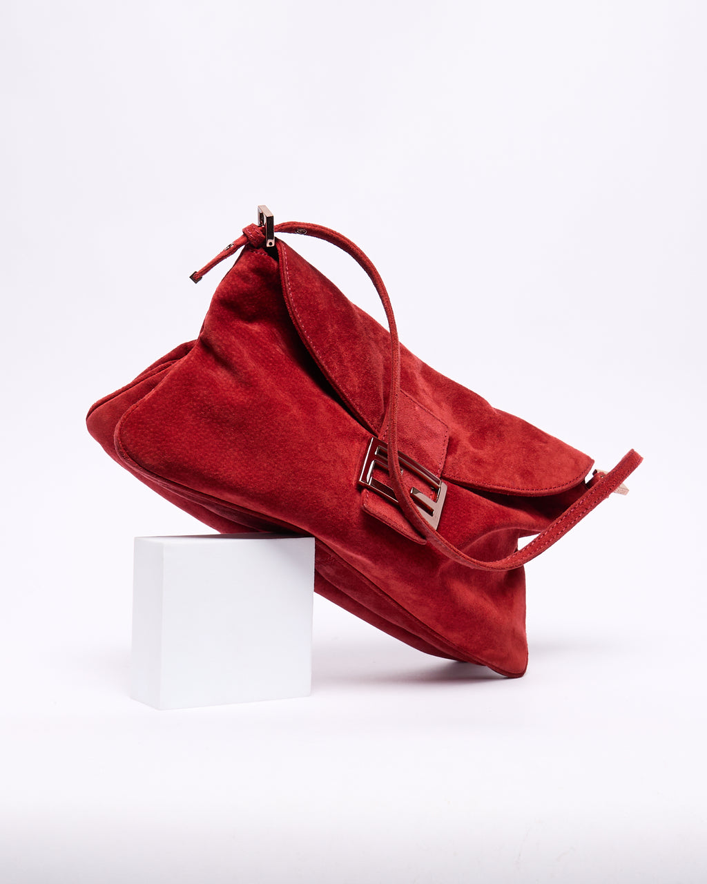 Fendi Red Suede Baguette