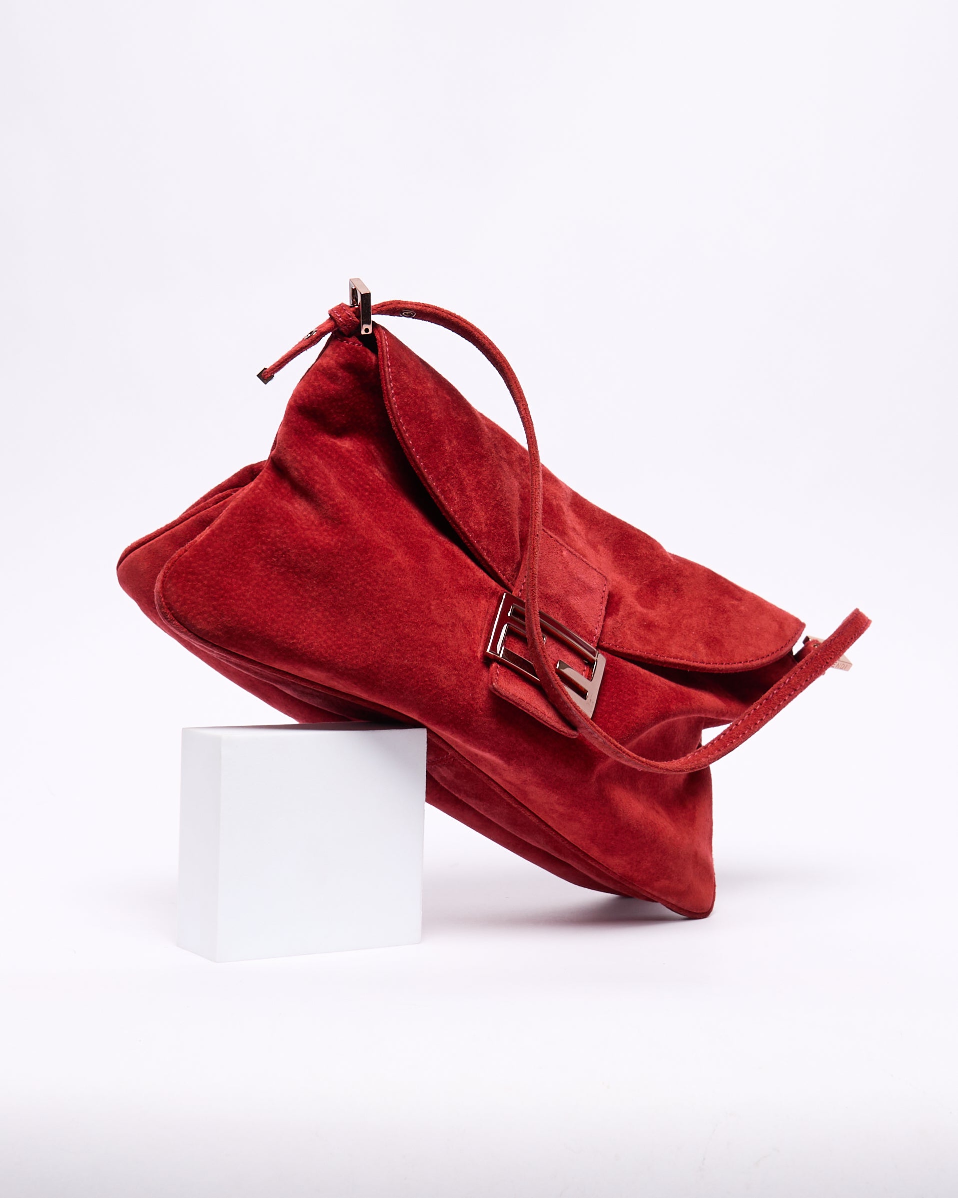 Fendi Red Suede Baguette