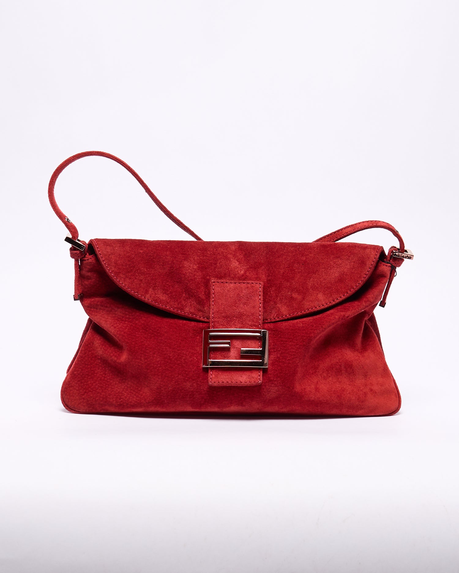 Fendi Red Suede Baguette