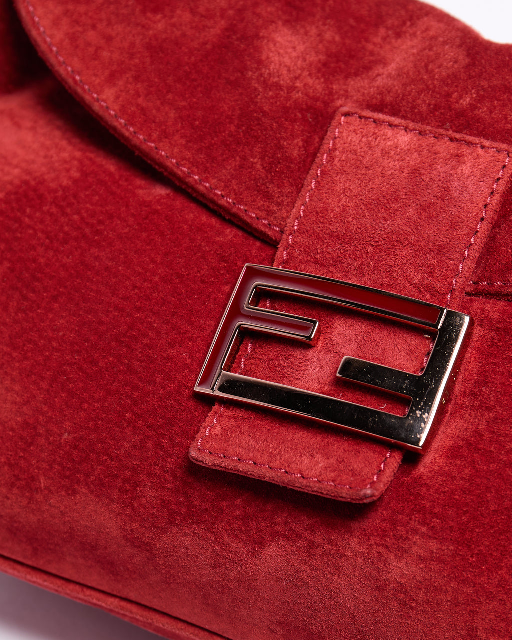 Fendi Red Suede Baguette
